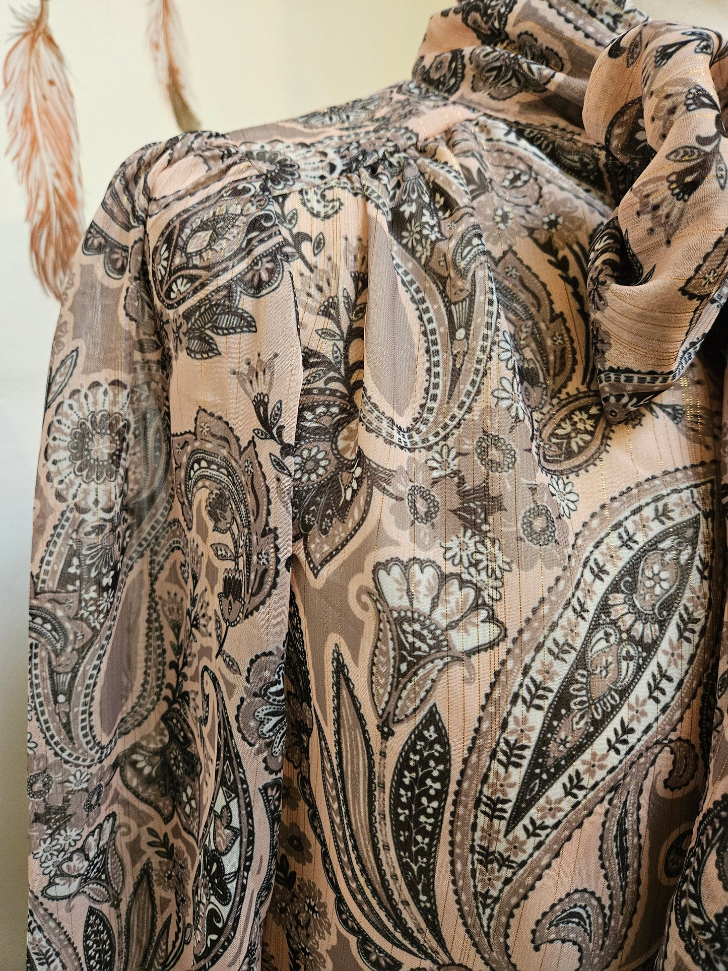 Gallery, new, paisley, bow blouse, size 8