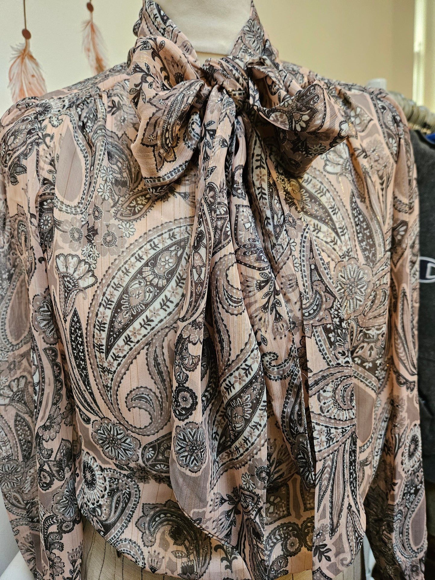 Gallery, new, paisley, bow blouse, size 8