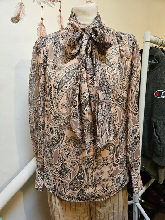 Gallery, new, paisley, bow blouse, size 8