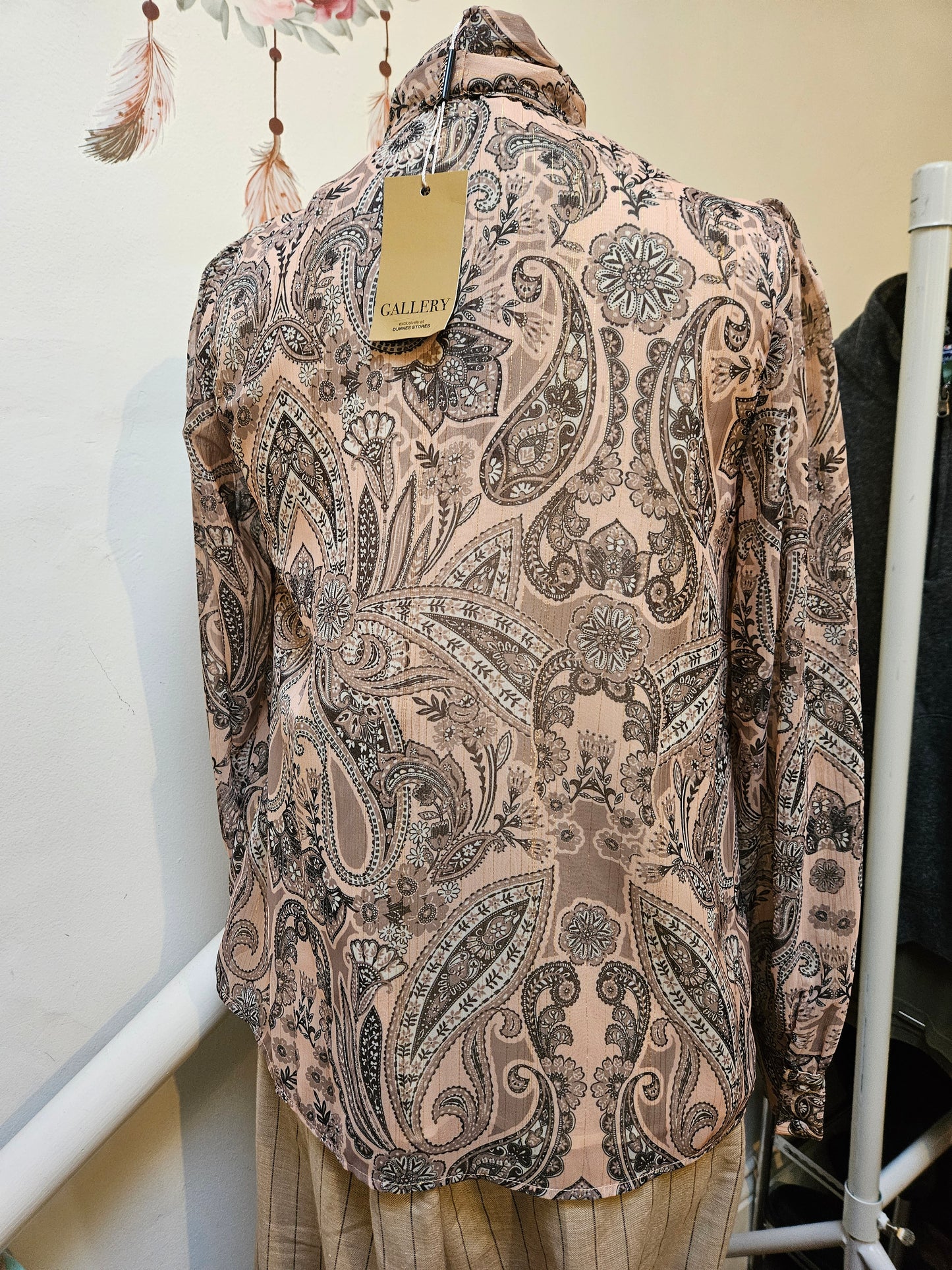 Gallery, new, paisley, bow blouse, size 8