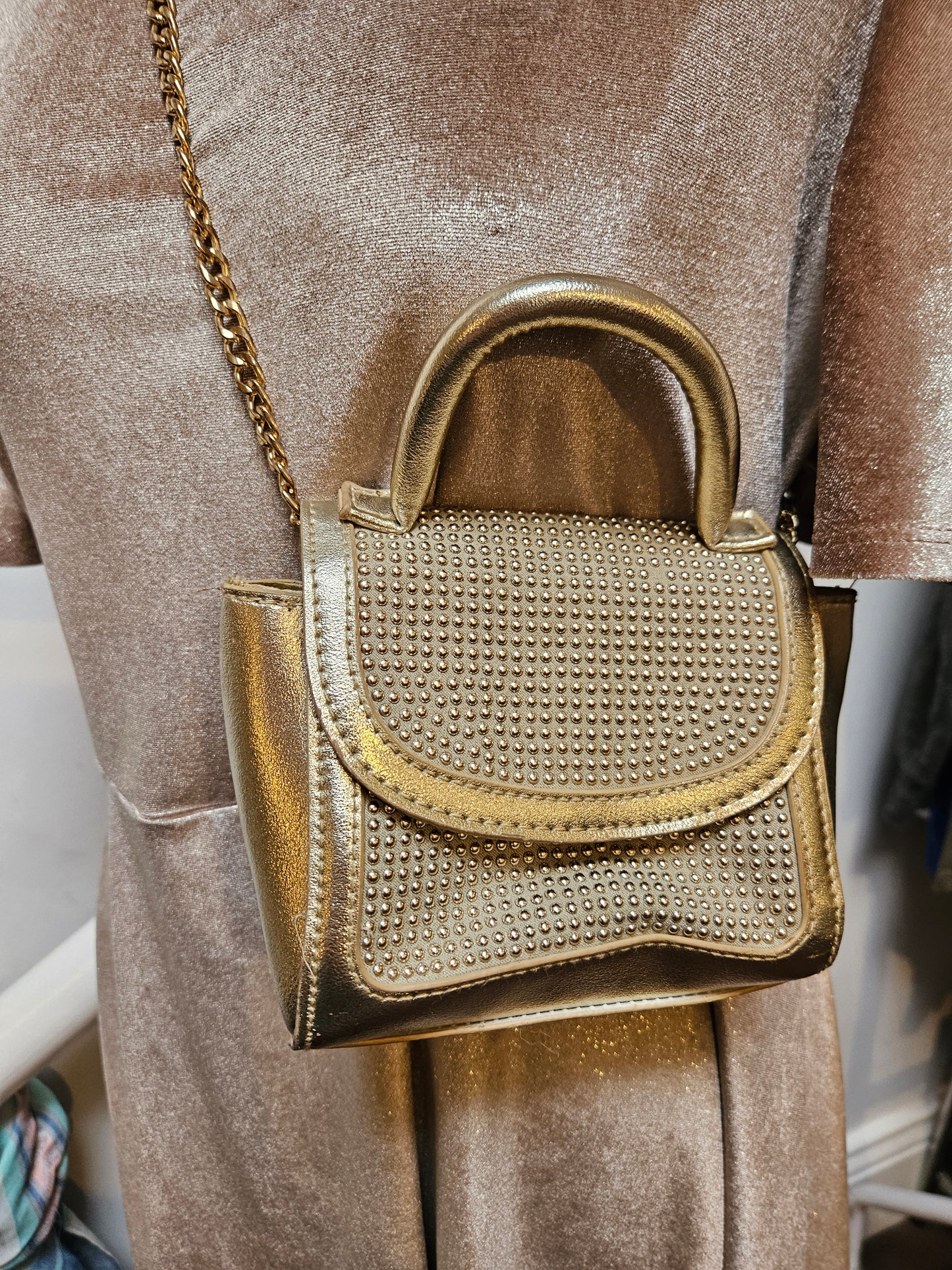 Primark, mini, studded golden bag