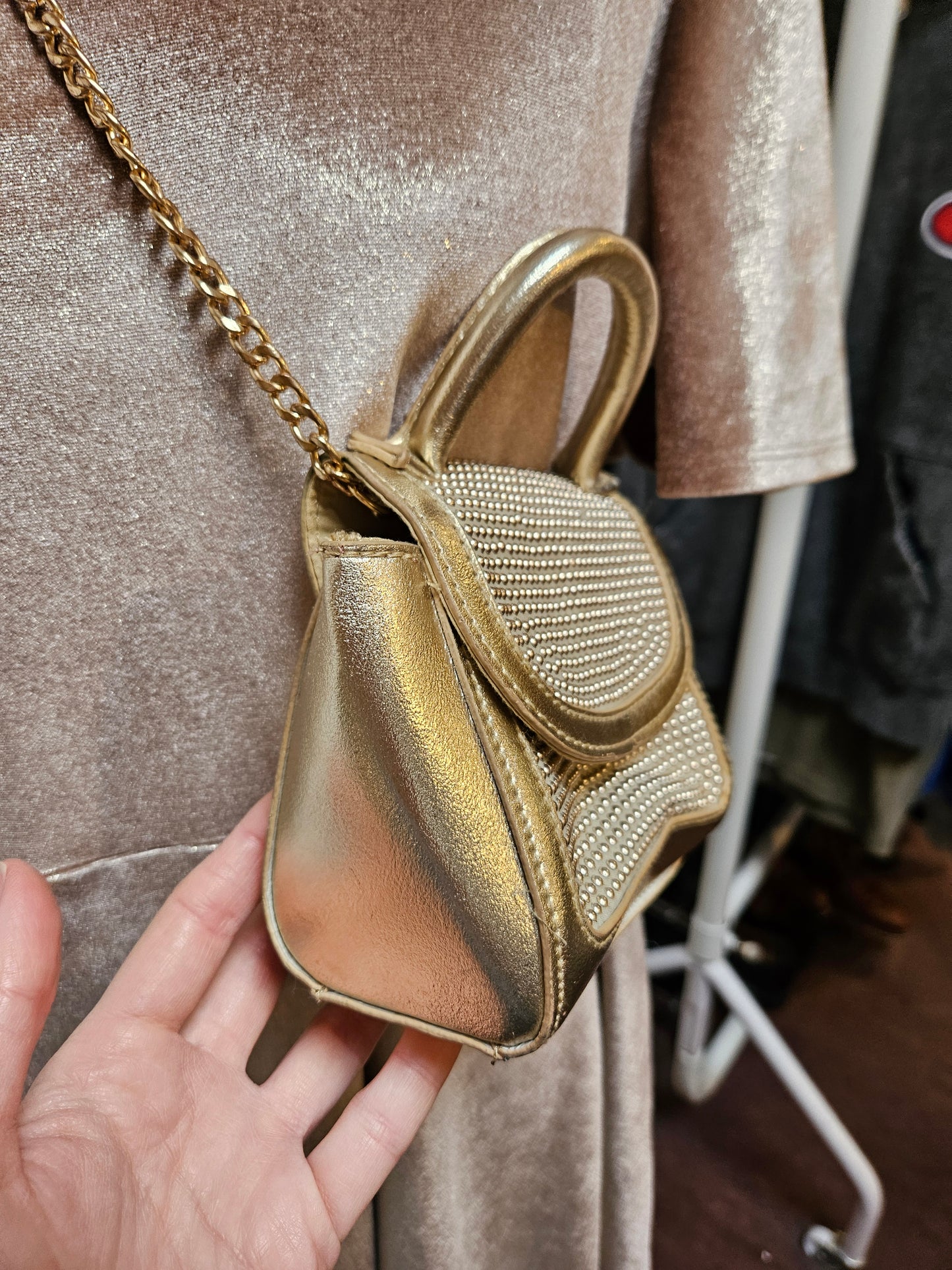 Primark, mini, studded golden bag
