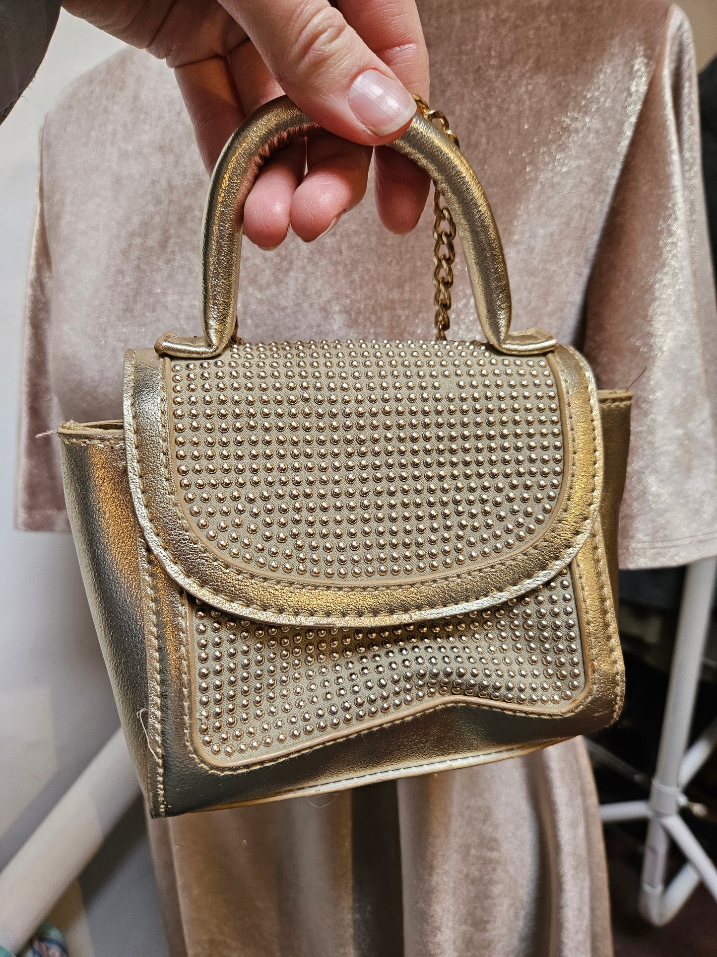 Primark, mini, studded golden bag