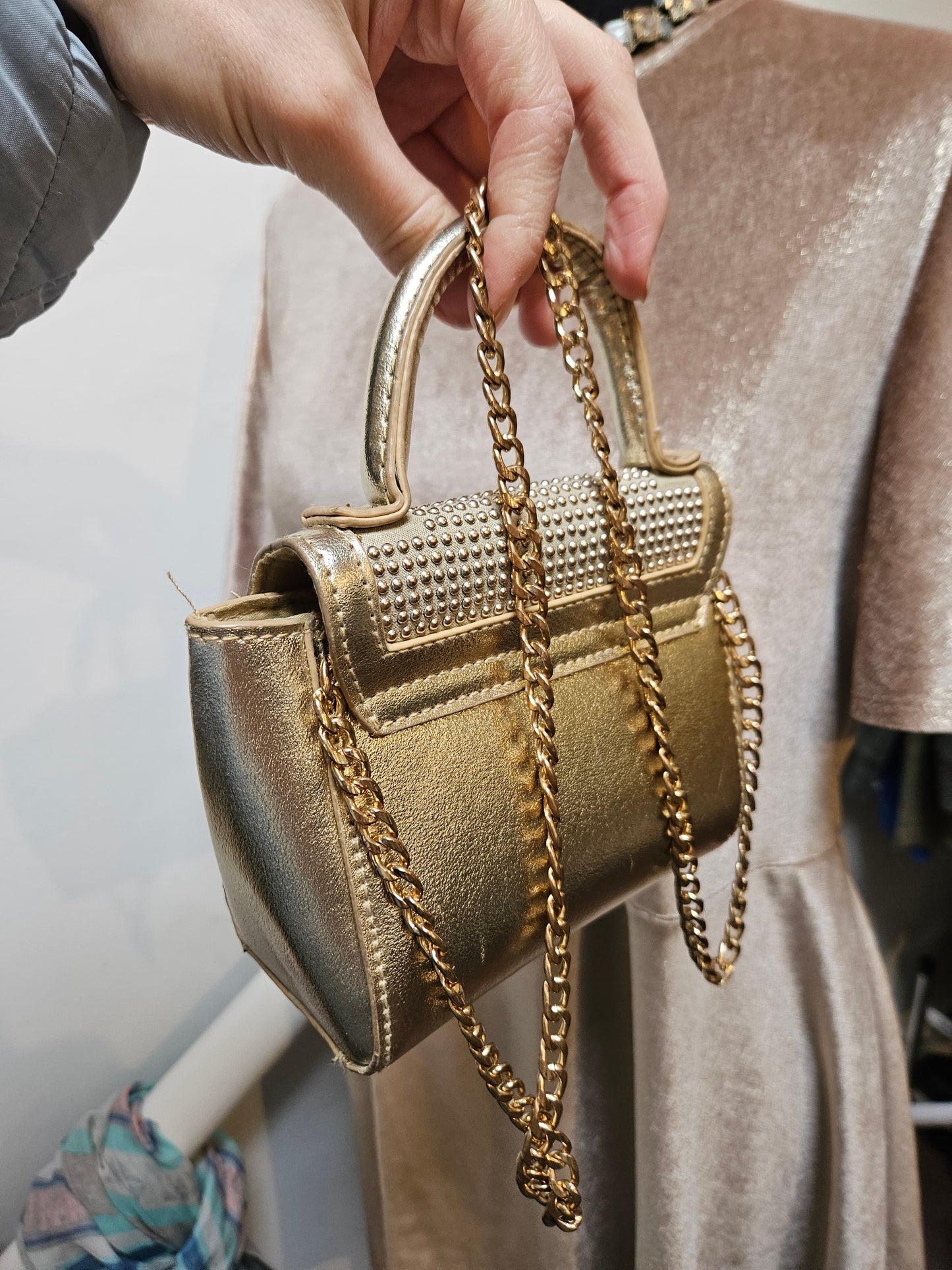 Primark, mini, studded golden bag