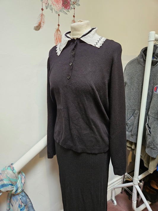 Gallery, 68% viscose jumper with decorative collar, size M