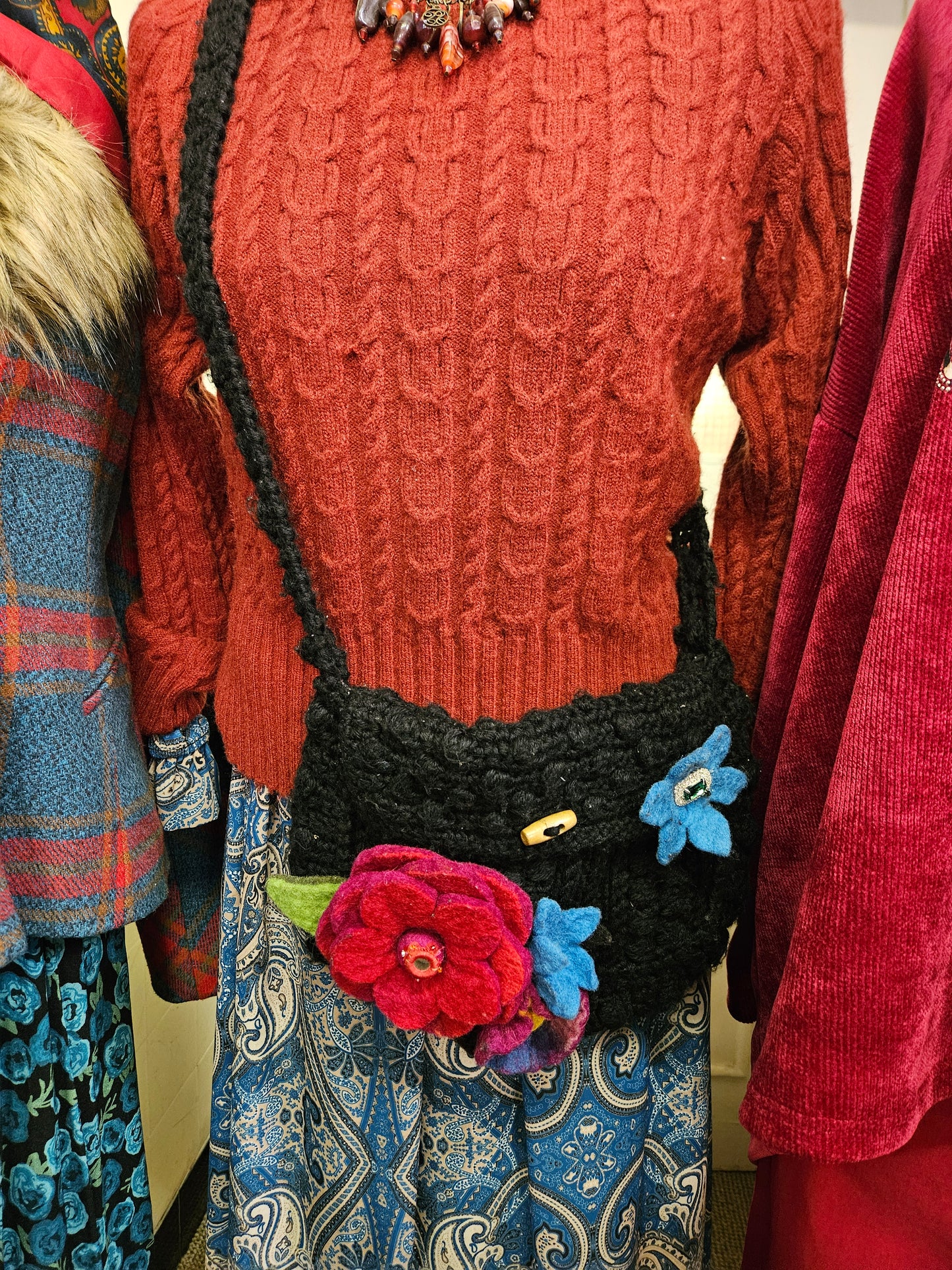 Handmade bag with felt flowers