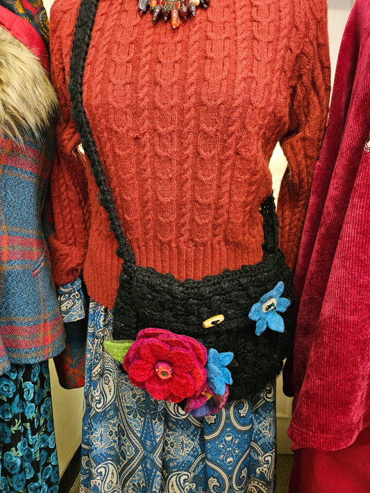 Handmade bag with felt flowers