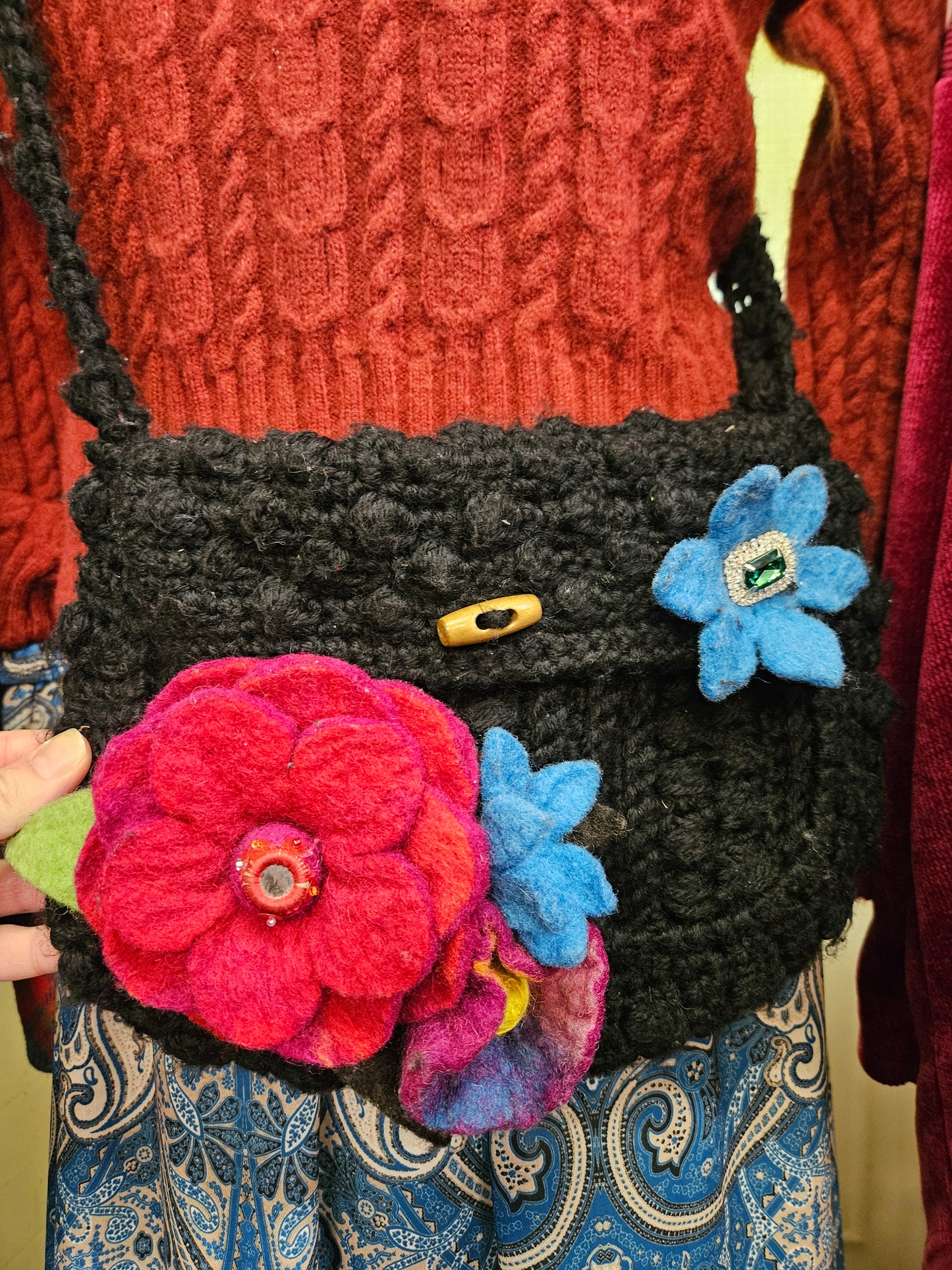 Handmade bag with felt flowers