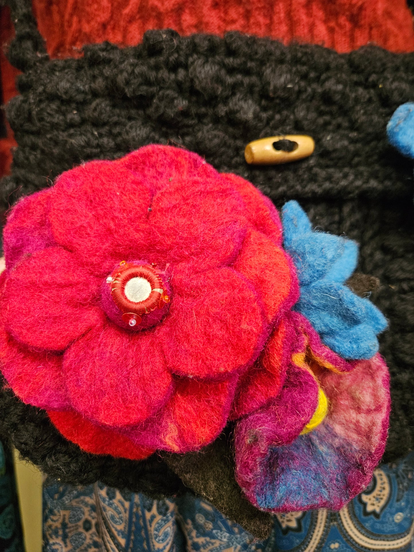 Handmade bag with felt flowers