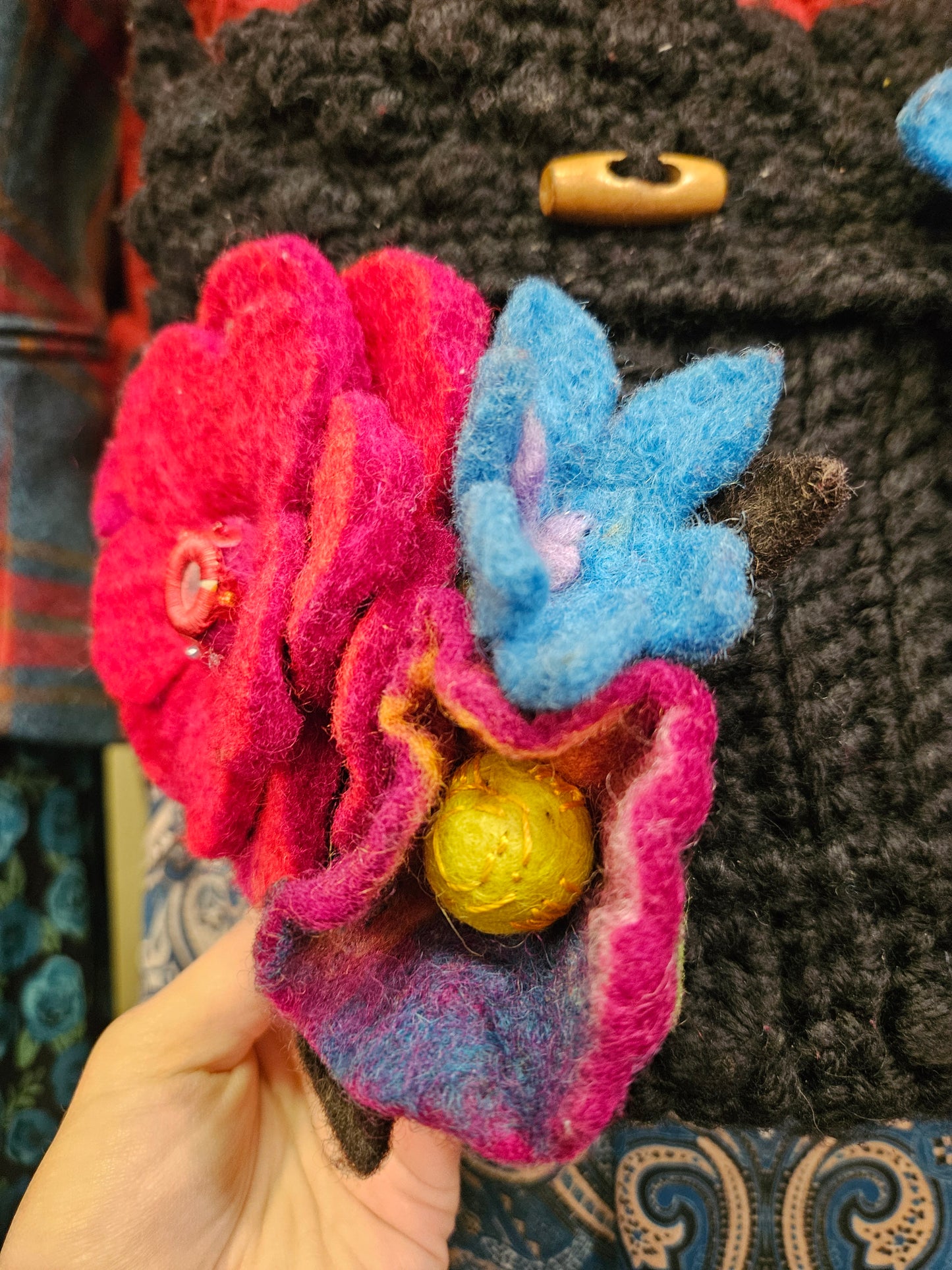 Handmade bag with felt flowers