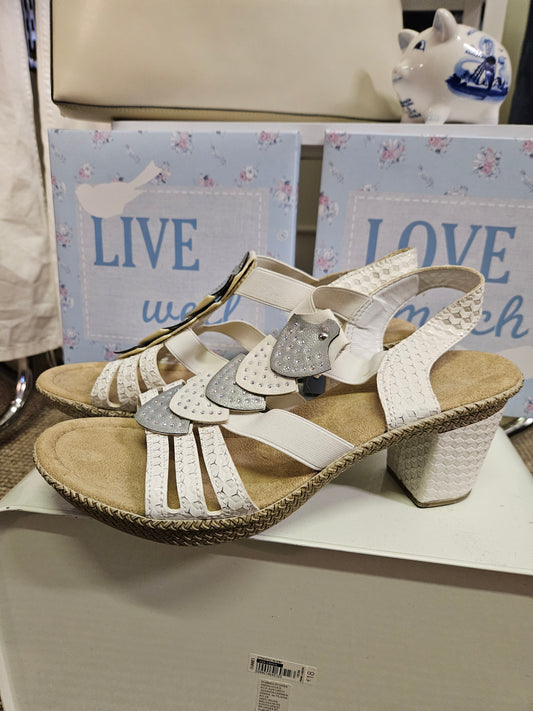 Rieker white/silver sandals, Size 8