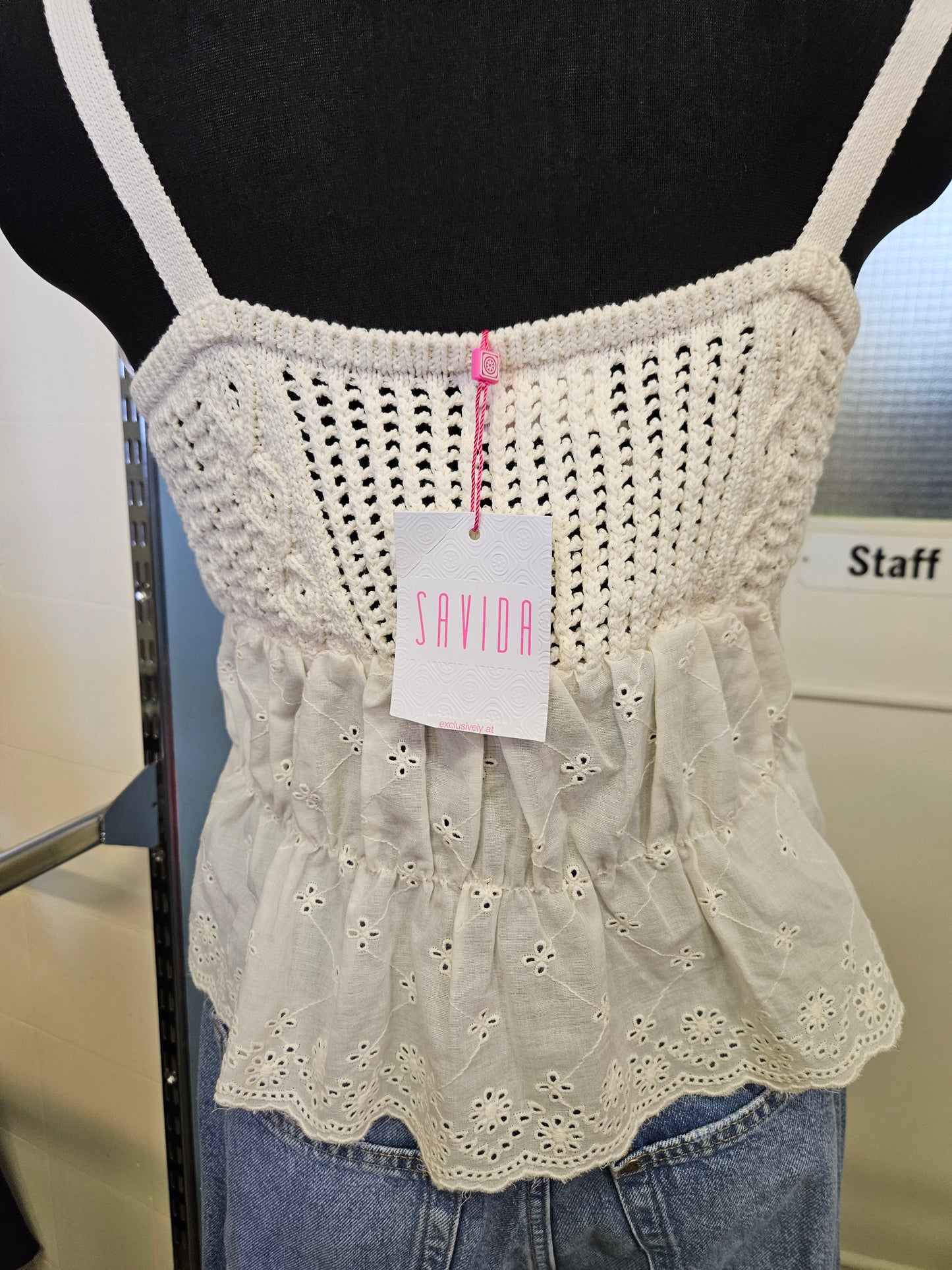 Savida, new crochet/lace top, size