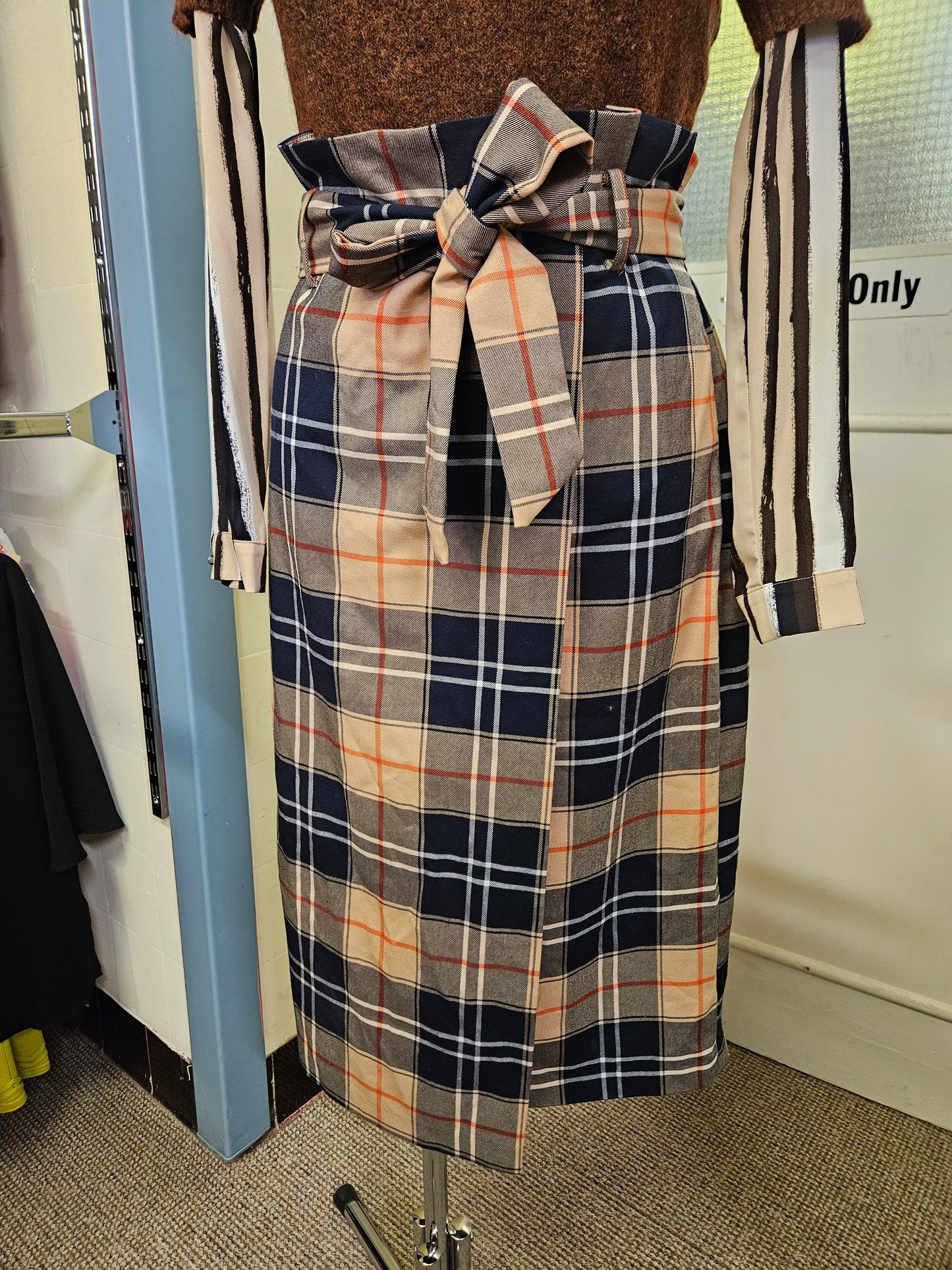 H&M, belted front,midi wrap skirt, size 12