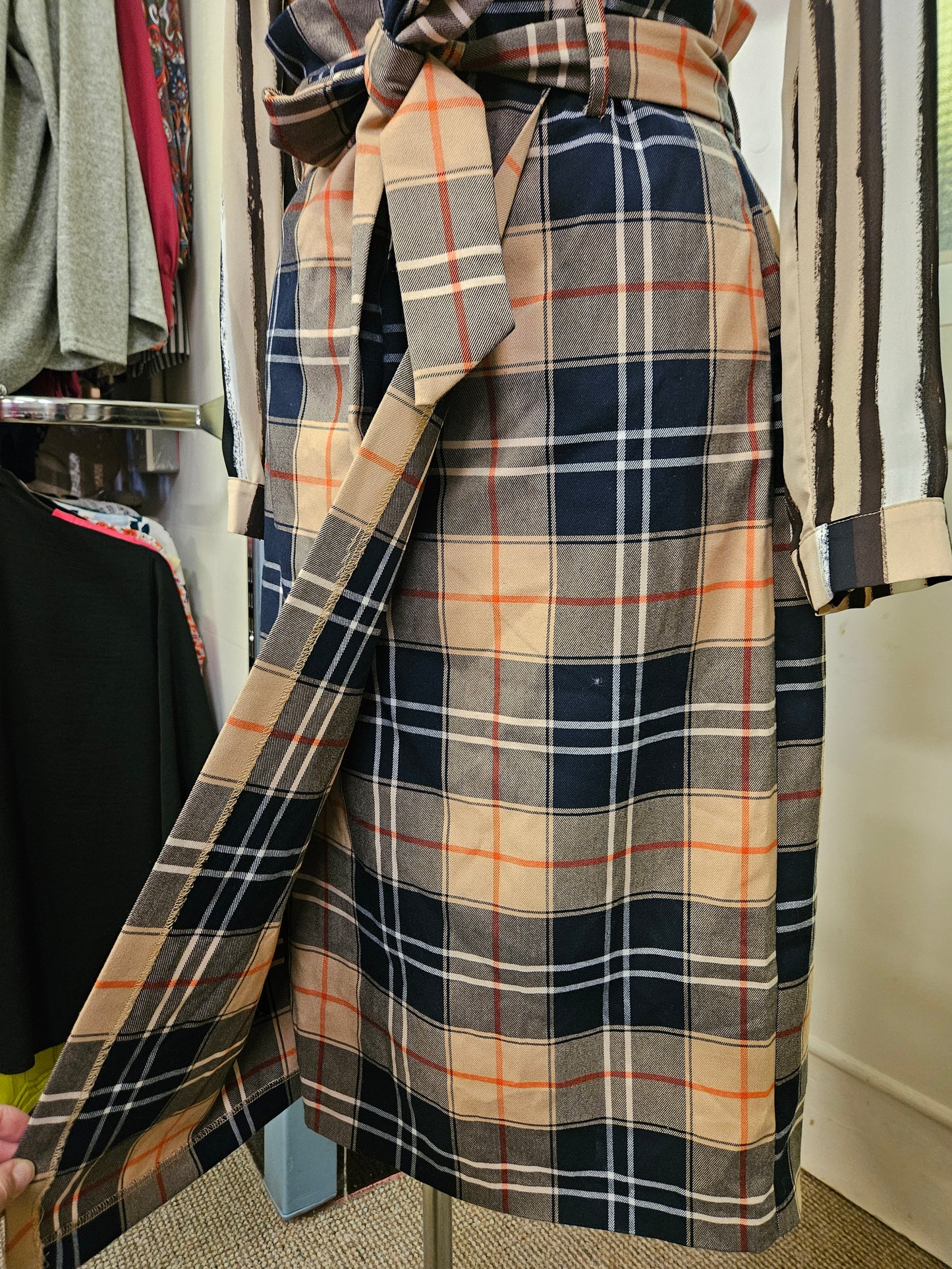 H&M, belted front,midi wrap skirt, size 12