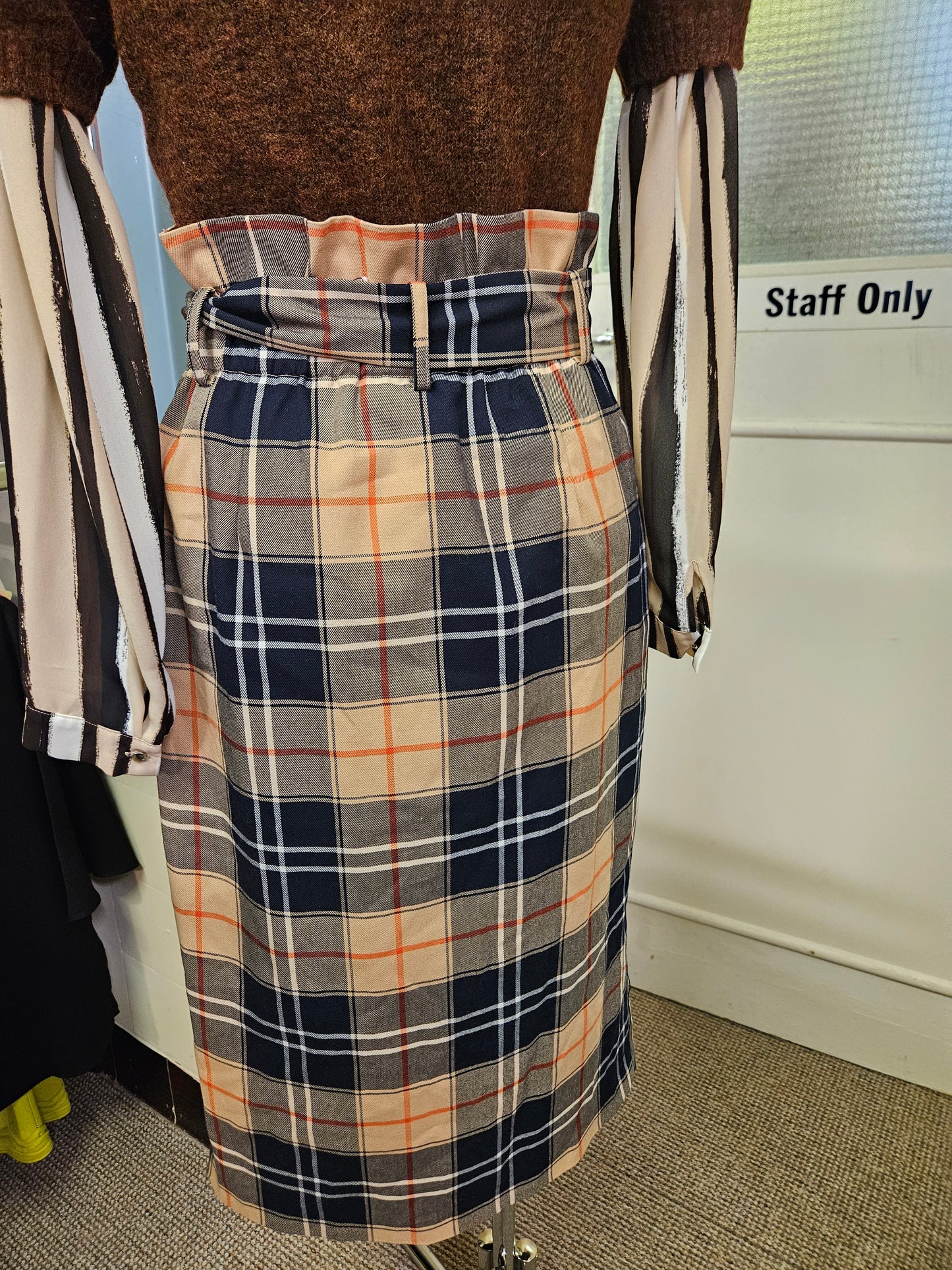 H&M, belted front,midi wrap skirt, size 12