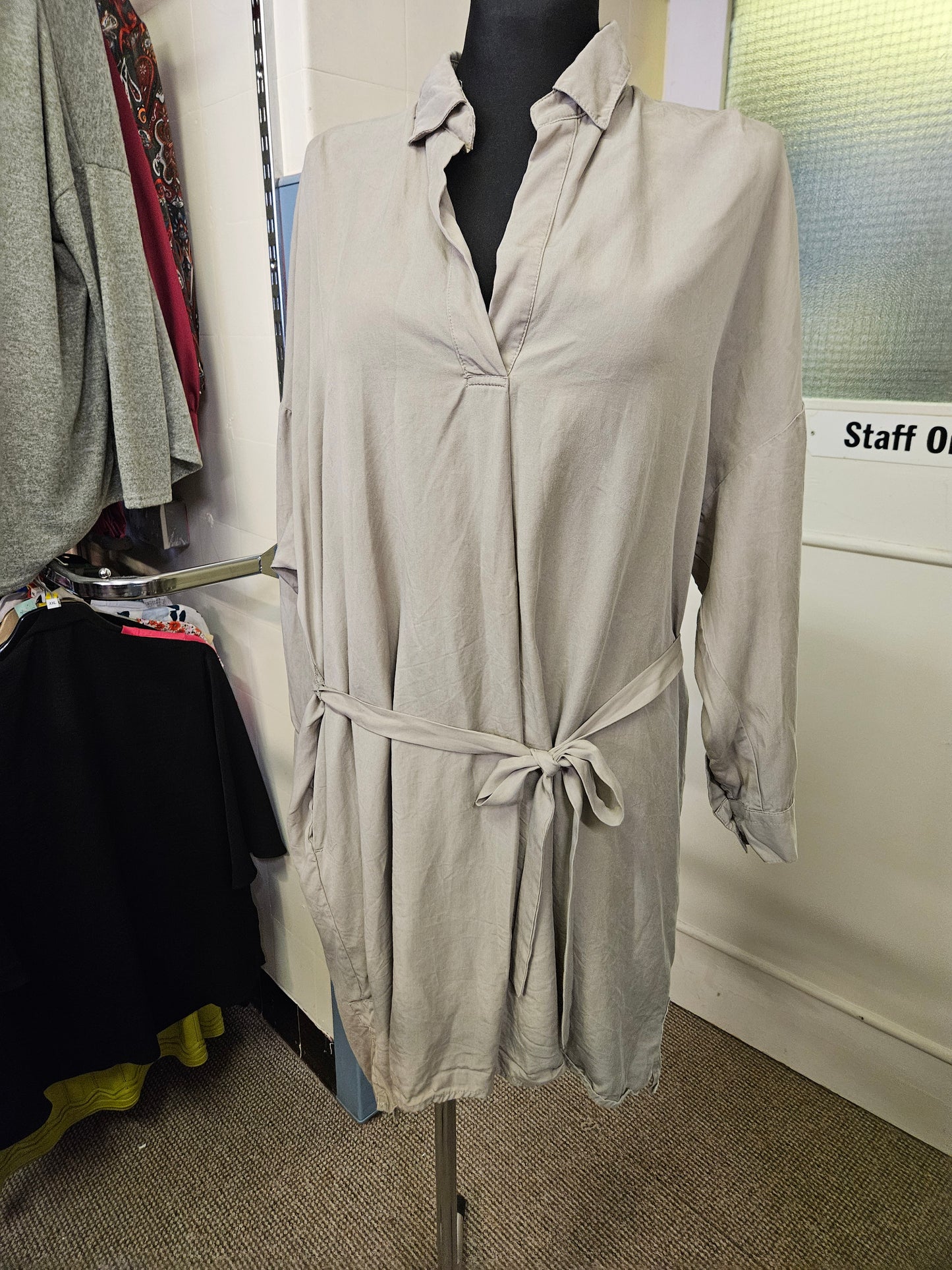 French connection, lyocell dress with belt, size L