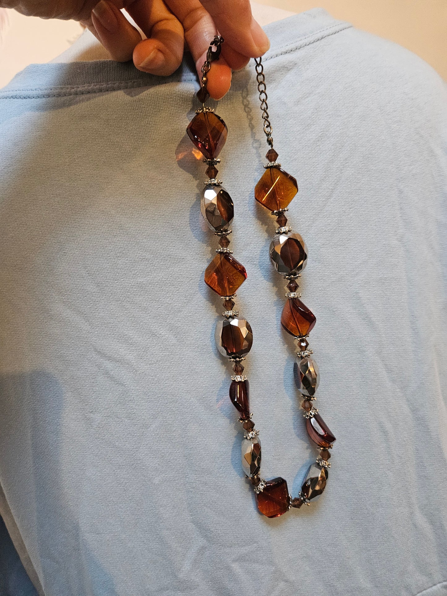 Orange/ brown colour, glass beads necklace
