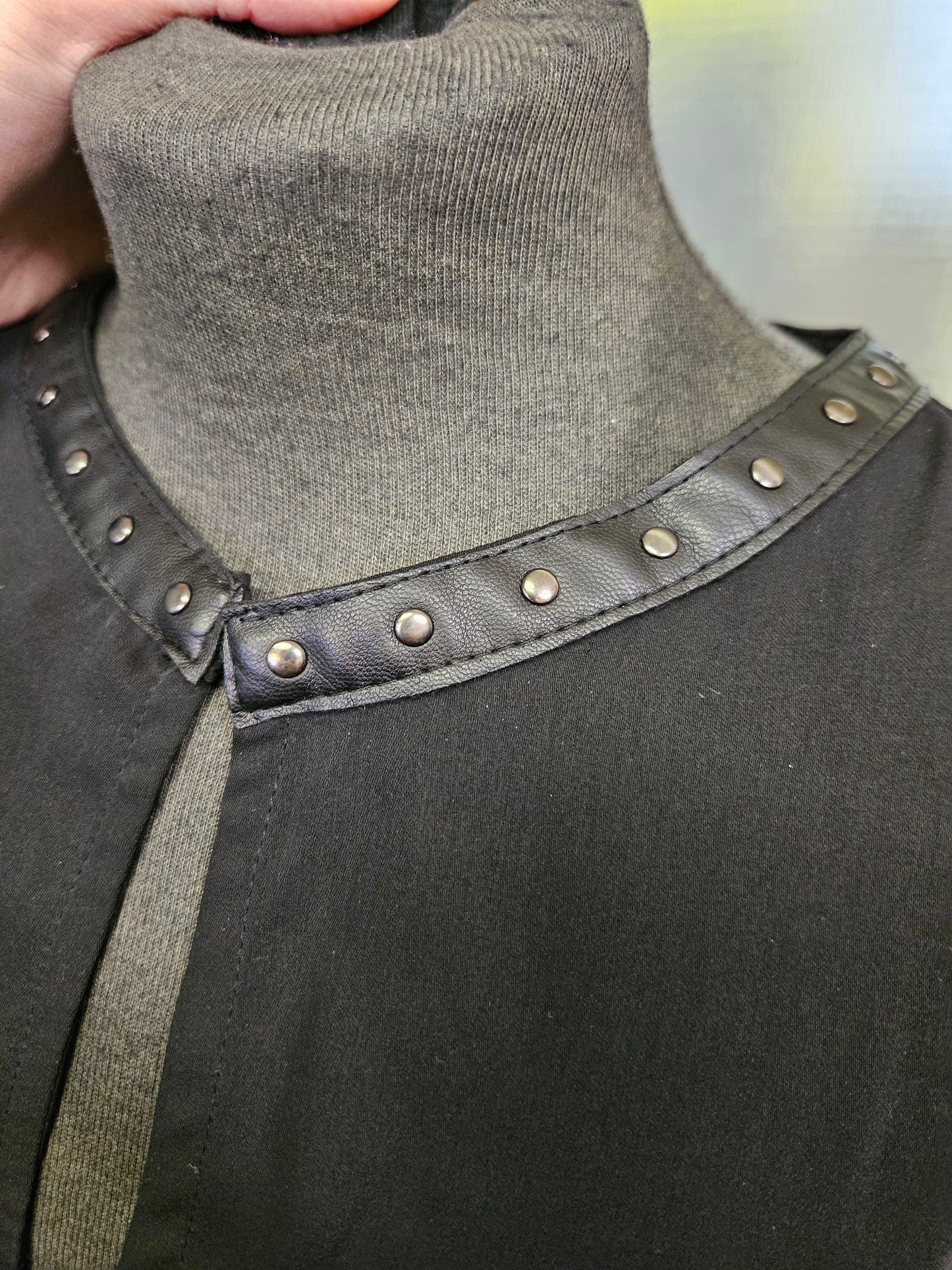 Zara, black top with faux leather detail, size S