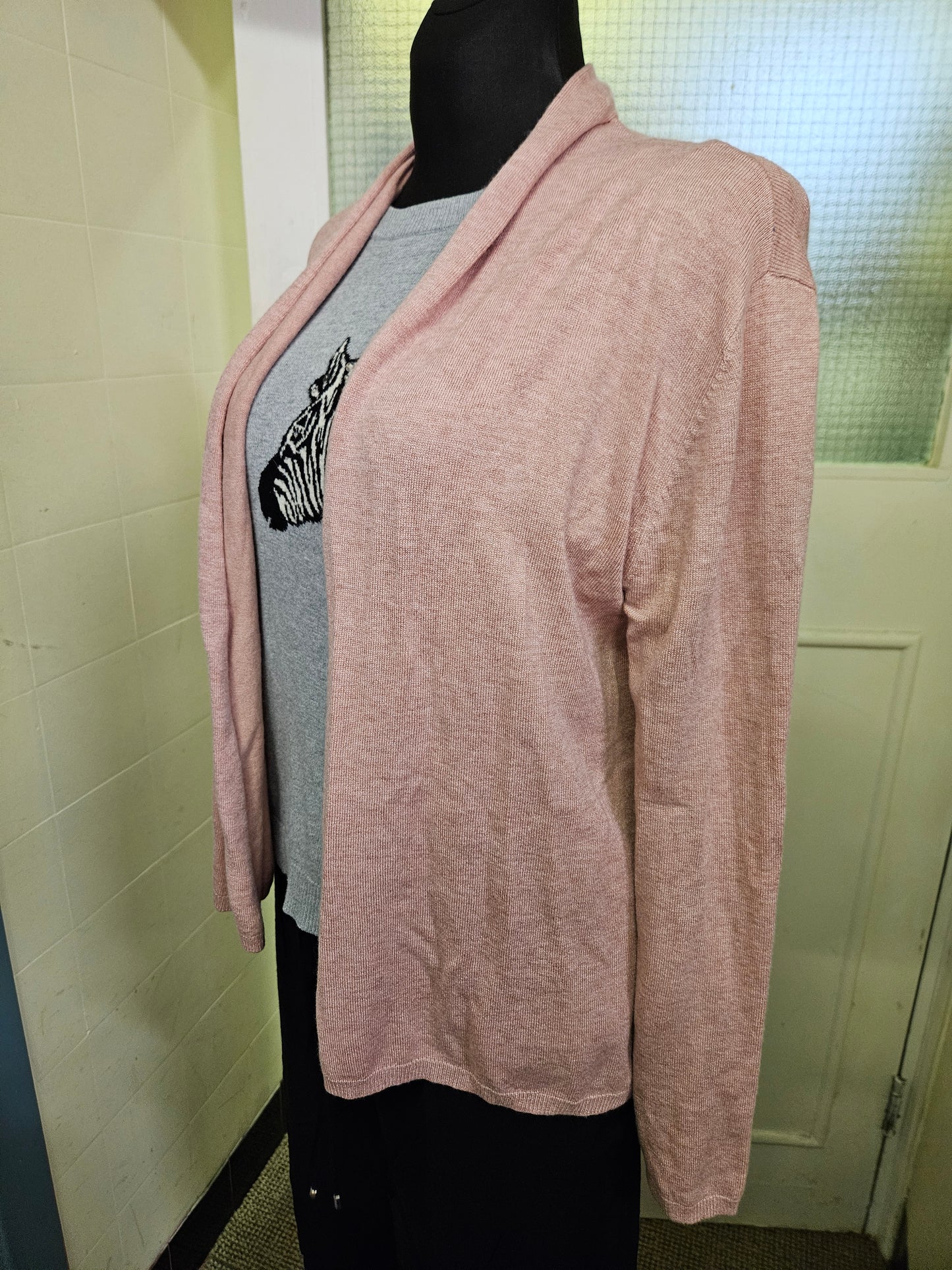 Dunnes, blush pink, 70% viscose open cardigan, size S