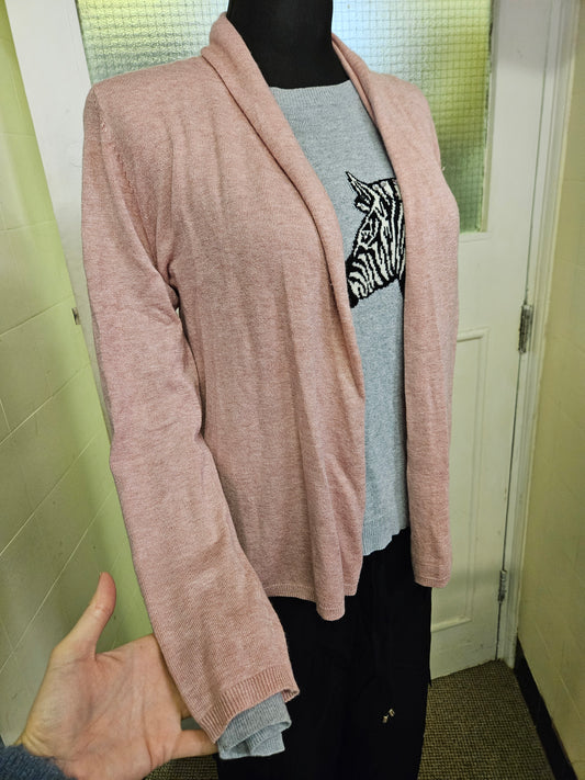 Dunnes, blush pink, 70% viscose open cardigan, size S