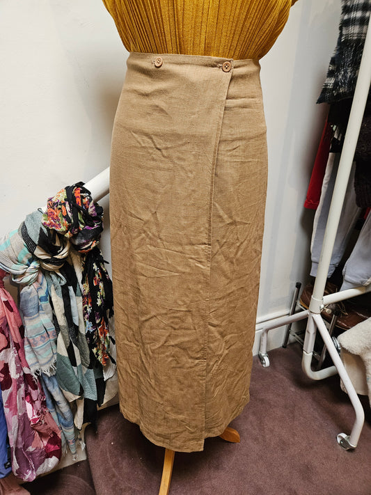 Selected Femme, 80% viscose, 20% linen, wrap skirt, size S