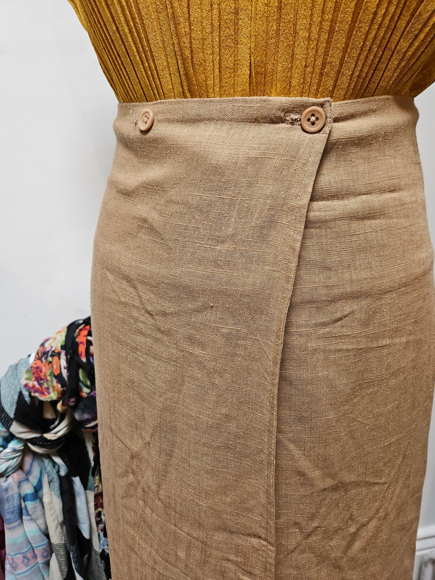 Selected Femme, 80% viscose, 20% linen, wrap skirt, size S