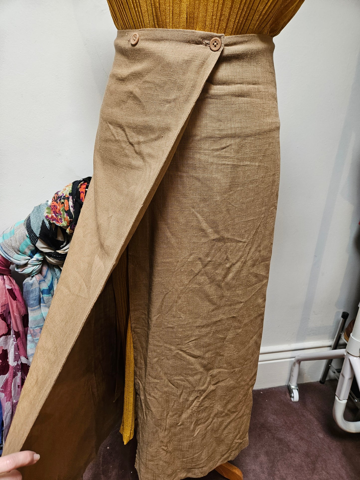 Selected Femme, 80% viscose, 20% linen, wrap skirt, size S