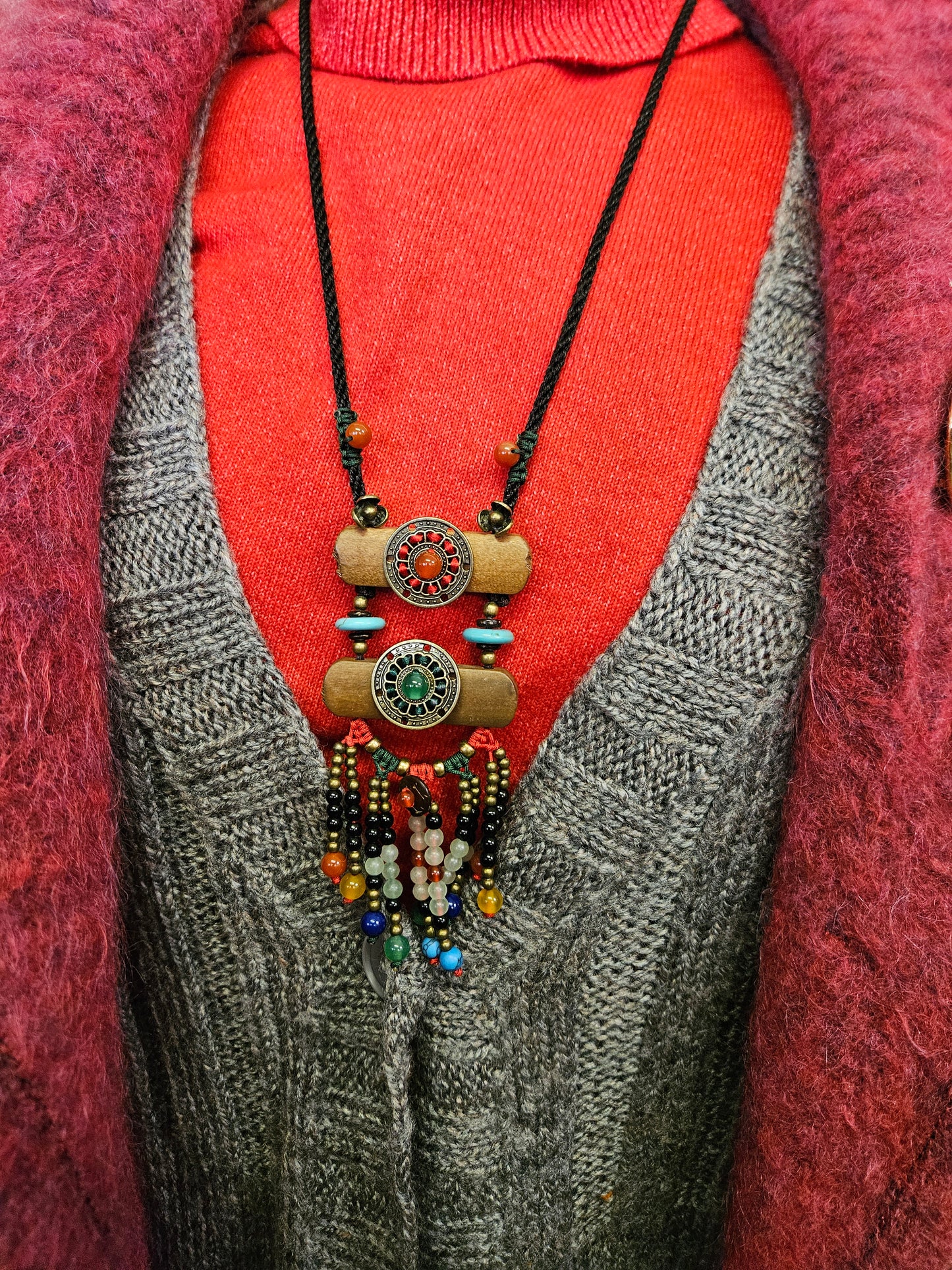 Handmade Wooden Beaded Ethnic Necklace