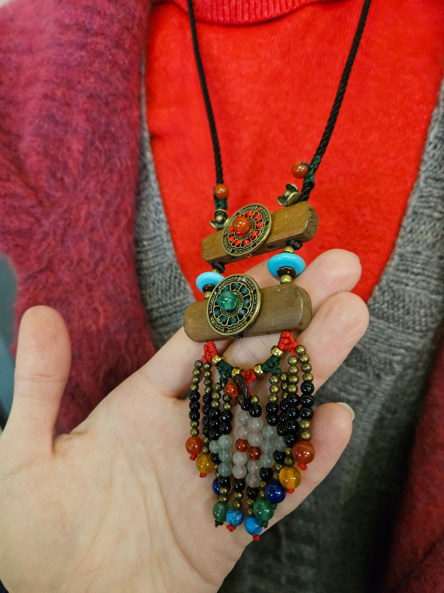 Handmade Wooden Beaded Ethnic Necklace