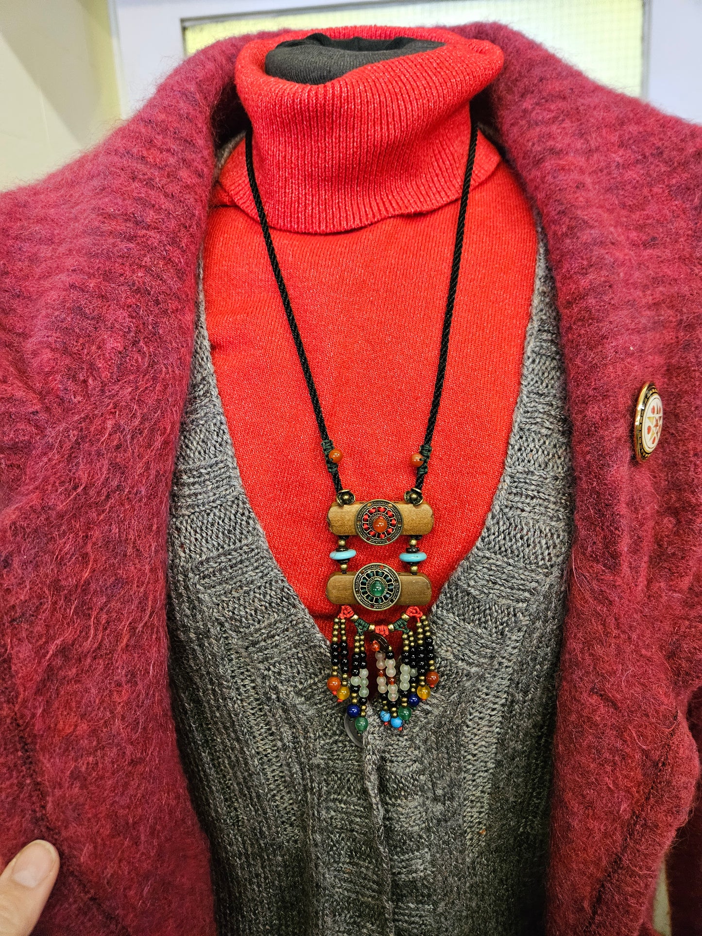 Handmade Wooden Beaded Ethnic Necklace