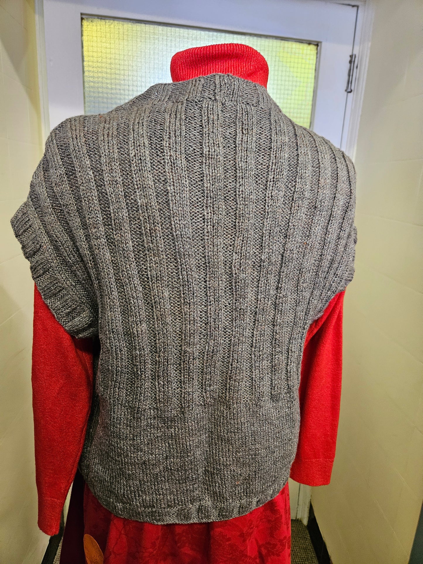 Grey, knitted vest, size S/M
