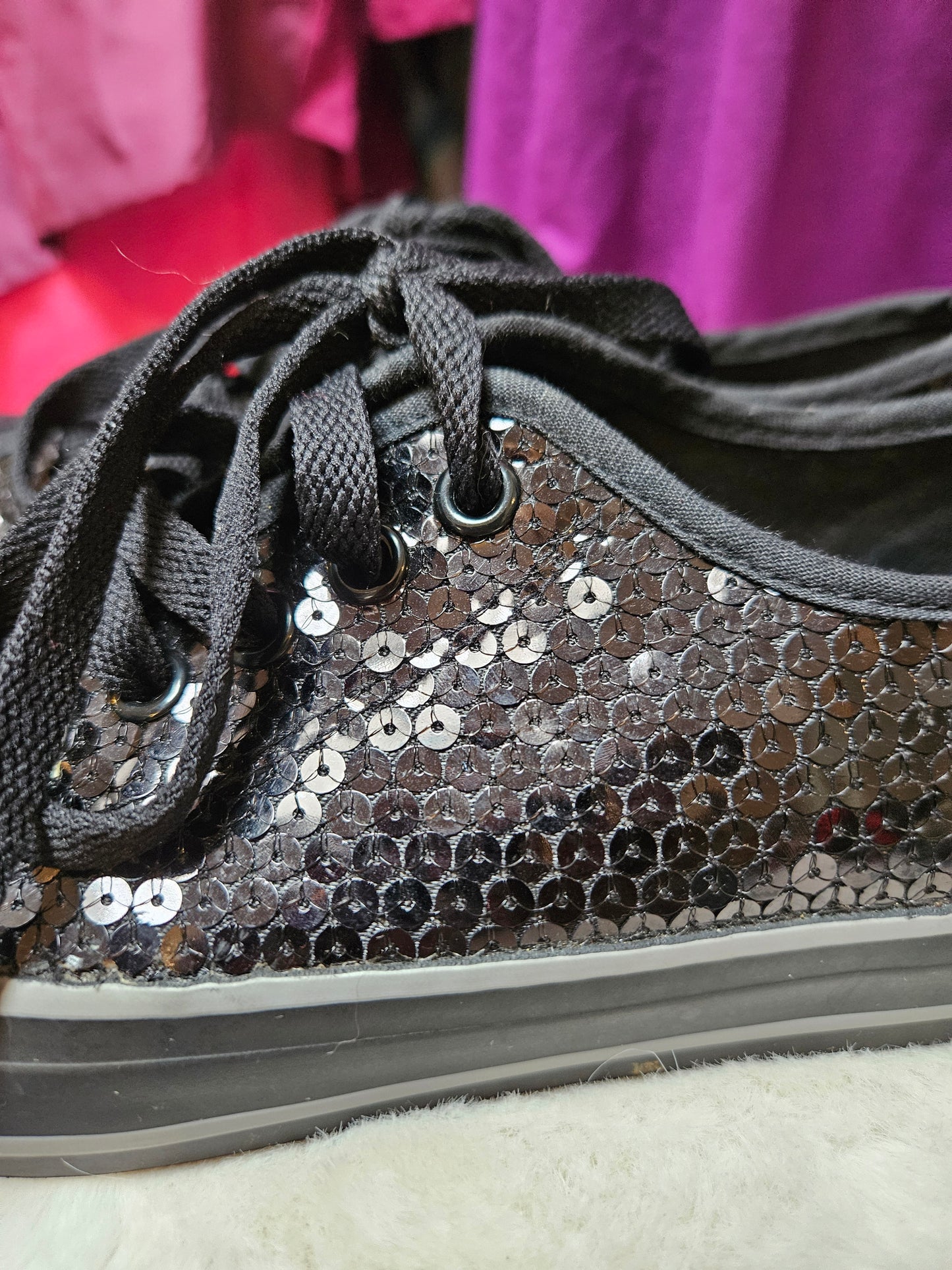 M&S, black sequins runners, like new, size 3