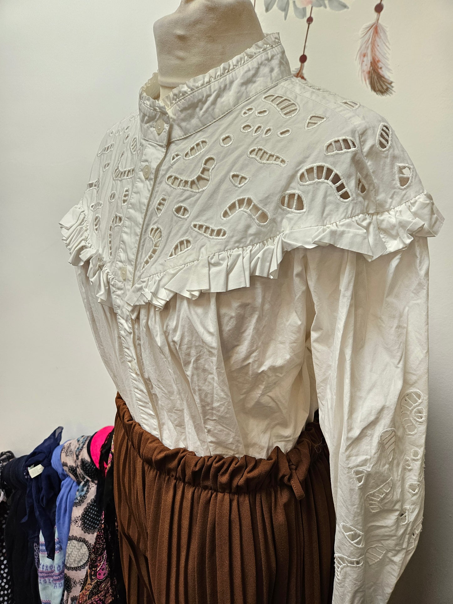 H&M embroidered/lace shirt, size L