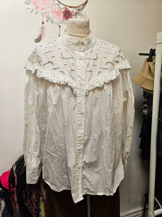 H&M embroidered/lace shirt, size L