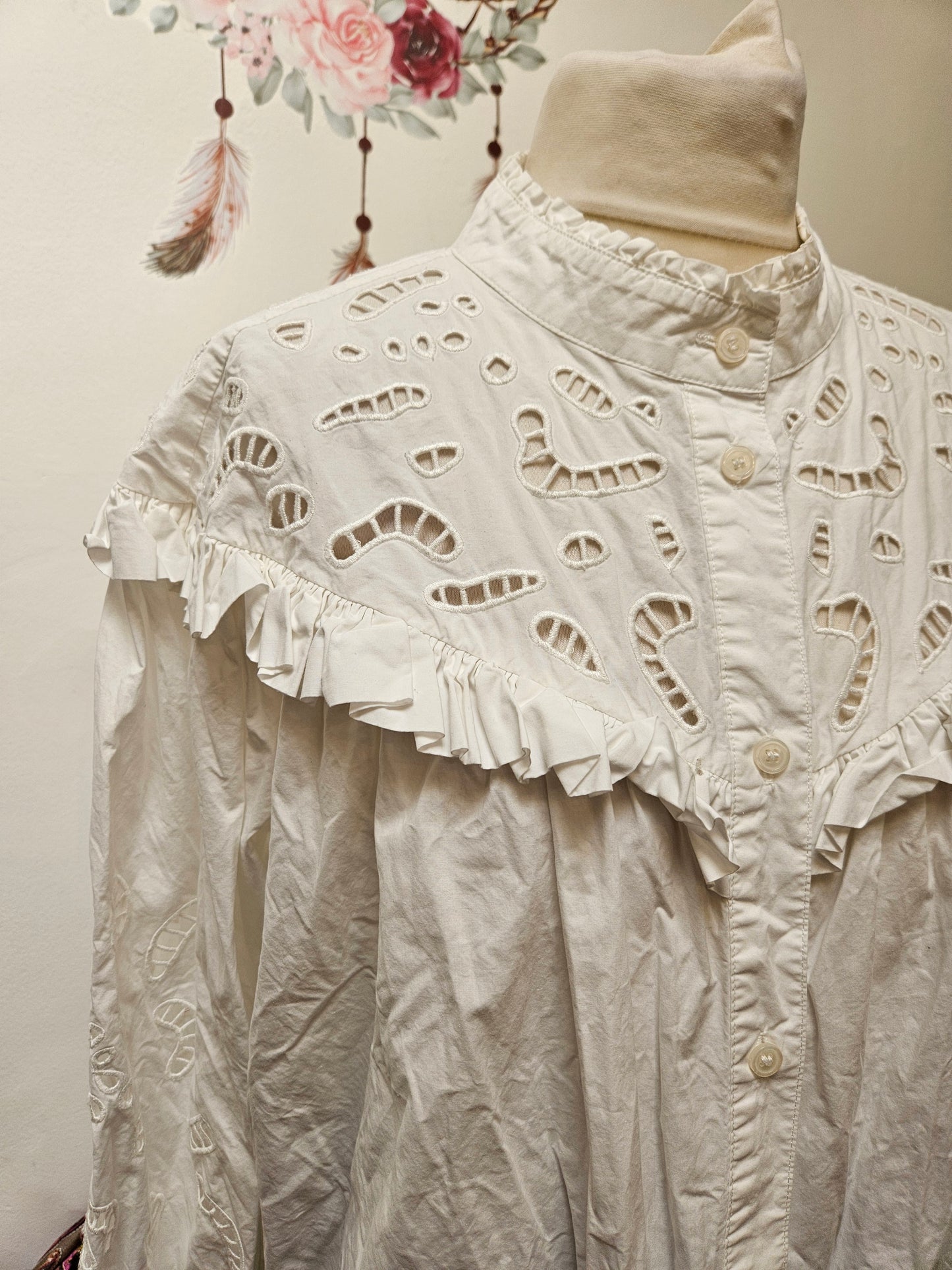H&M embroidered/lace shirt, size L