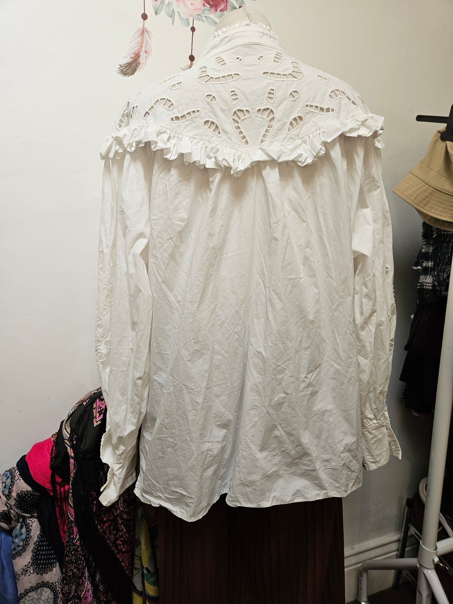 H&M embroidered/lace shirt, size L