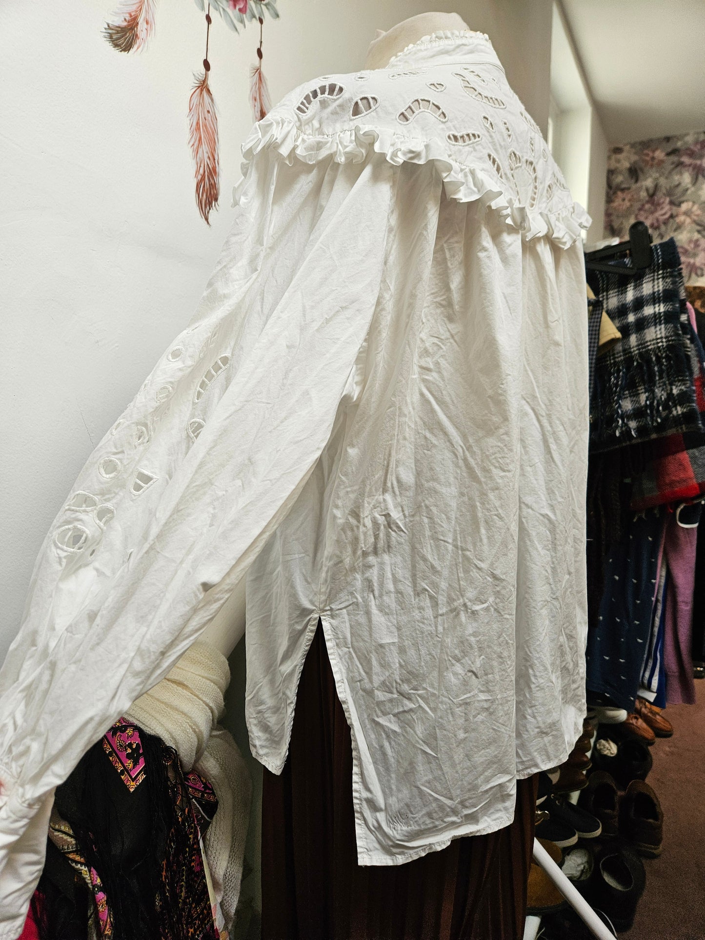 H&M embroidered/lace shirt, size L