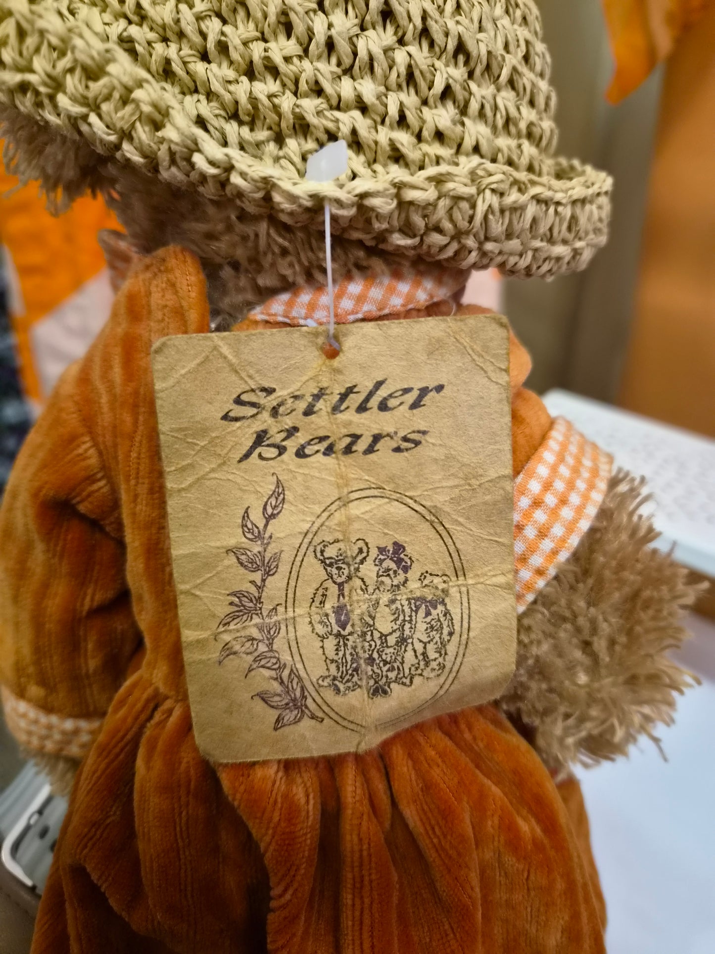 Settler bears, collectible vintage-style plush teddy bear styled in an autumn theme