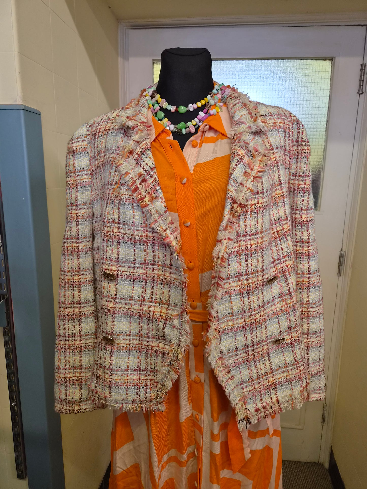 River Island, colourful tweed jacket, size 16