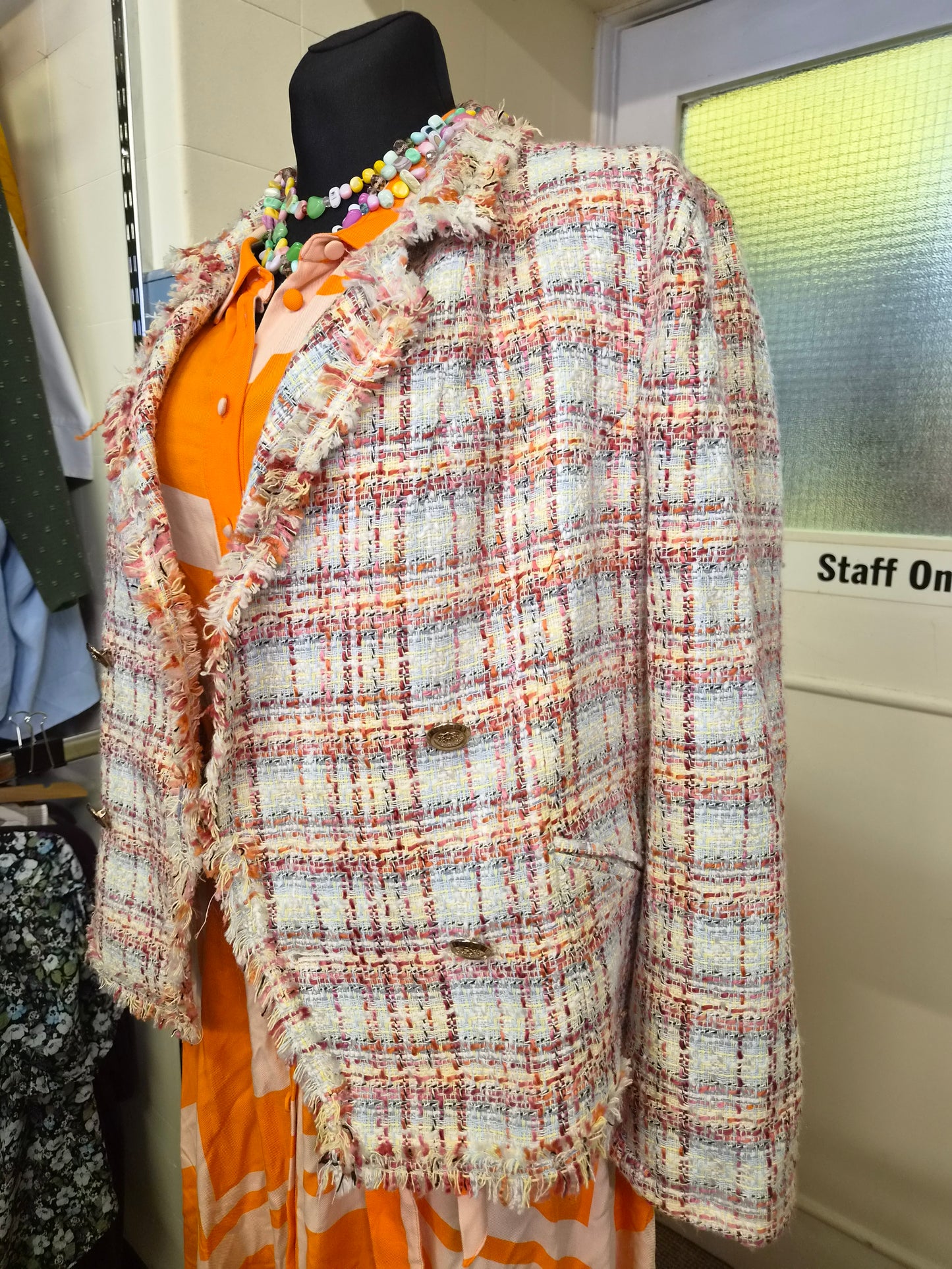 River Island, colourful tweed jacket, size 16