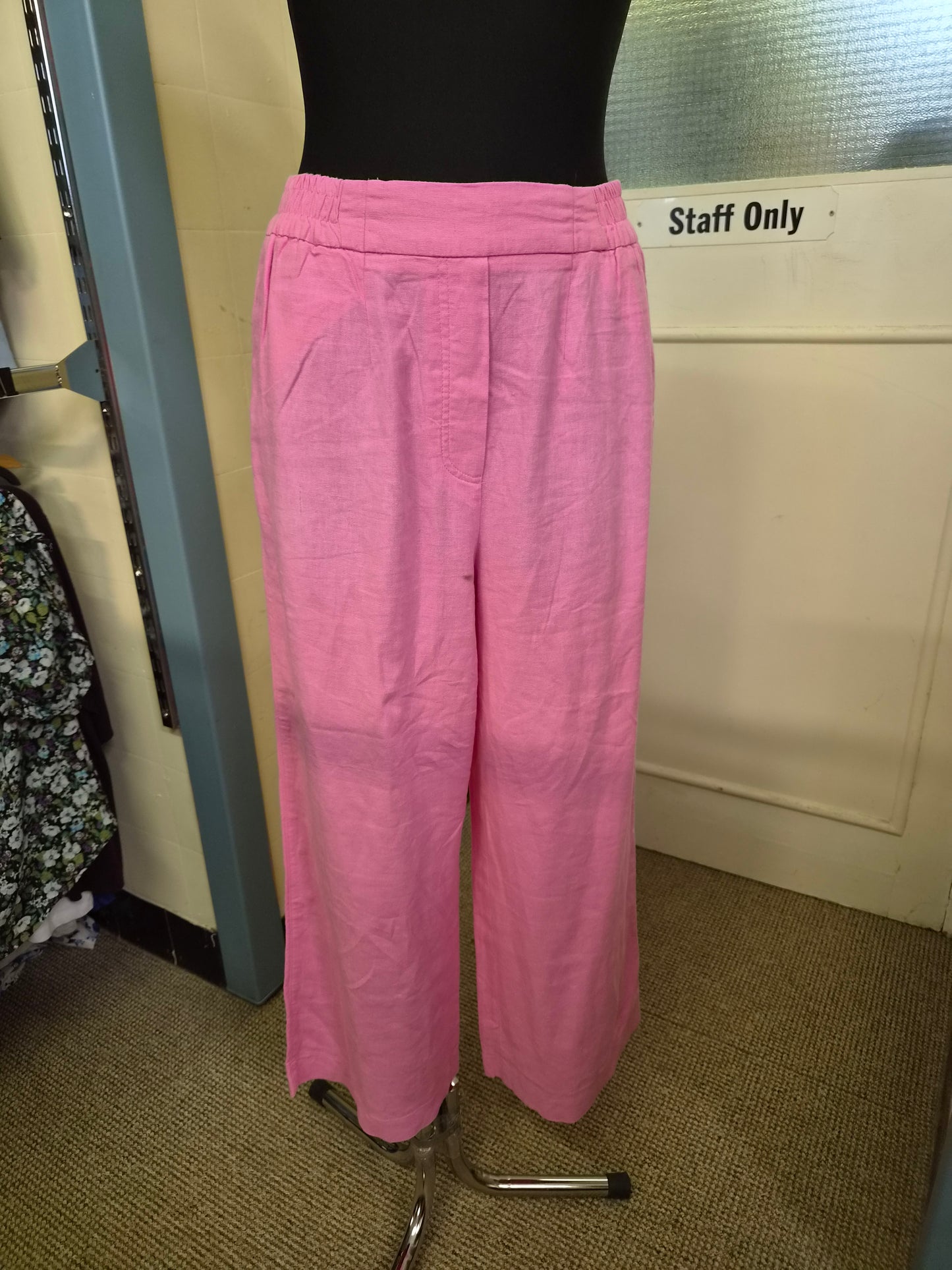 Zara, pink linen, viscose trousers, size L