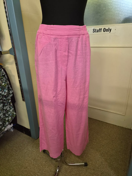 Zara, pink linen, viscose trousers, size L