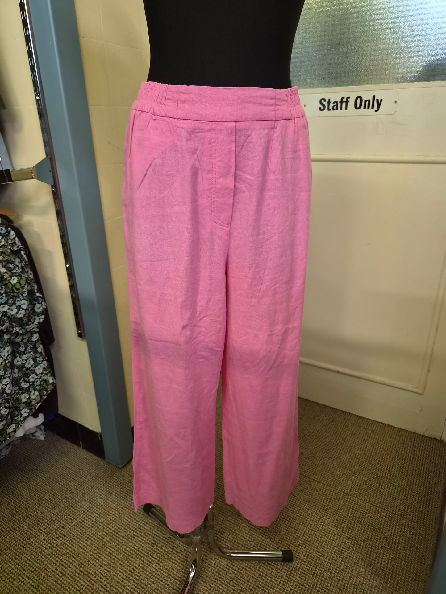Zara, pink linen, viscose trousers, size L