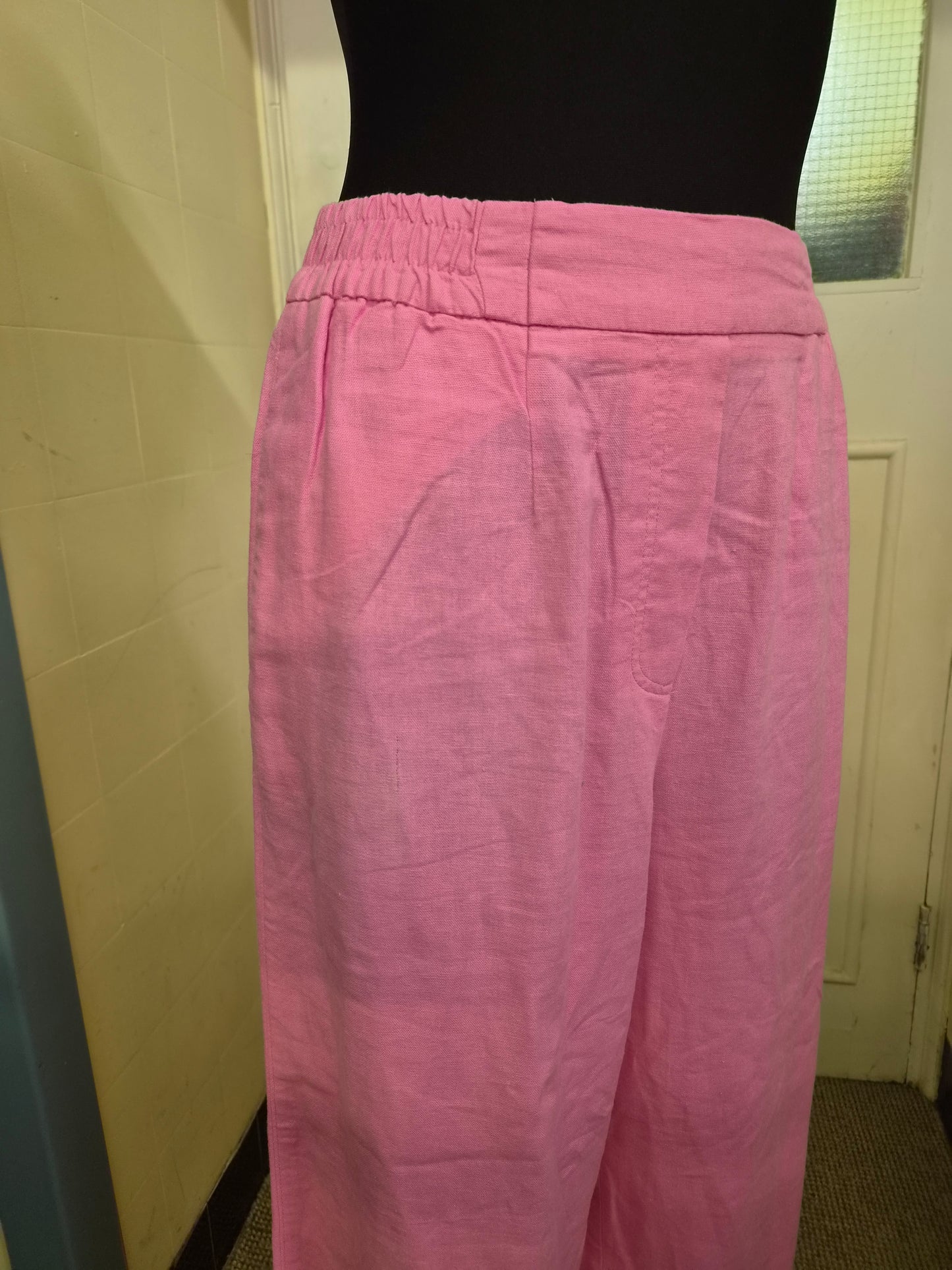Zara, pink linen, viscose trousers, size L
