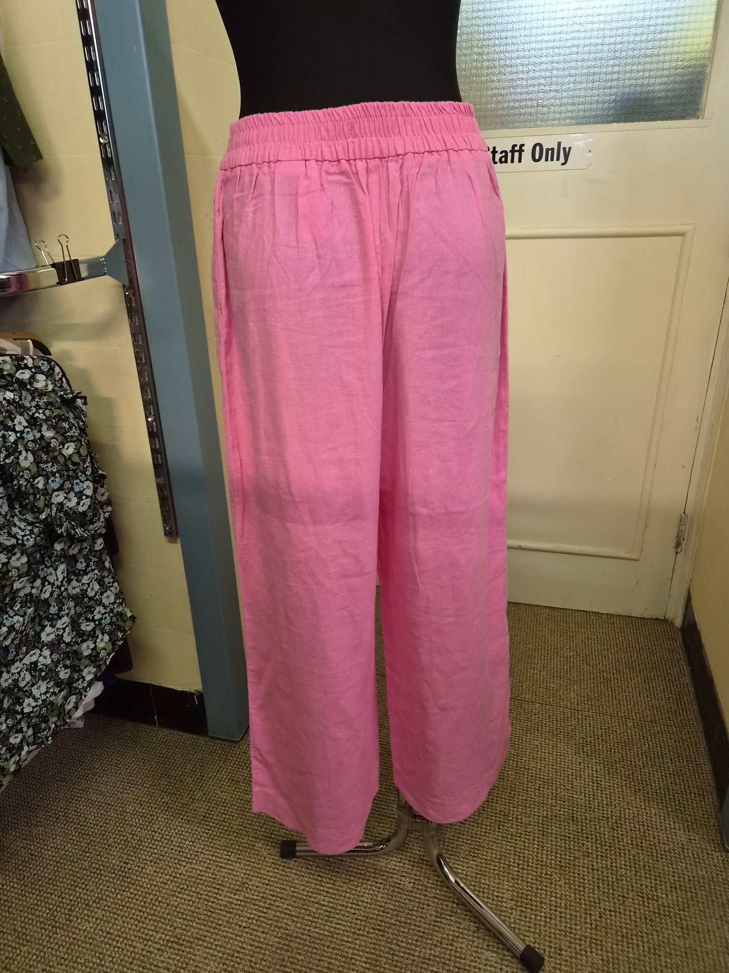 Zara, pink linen, viscose trousers, size L