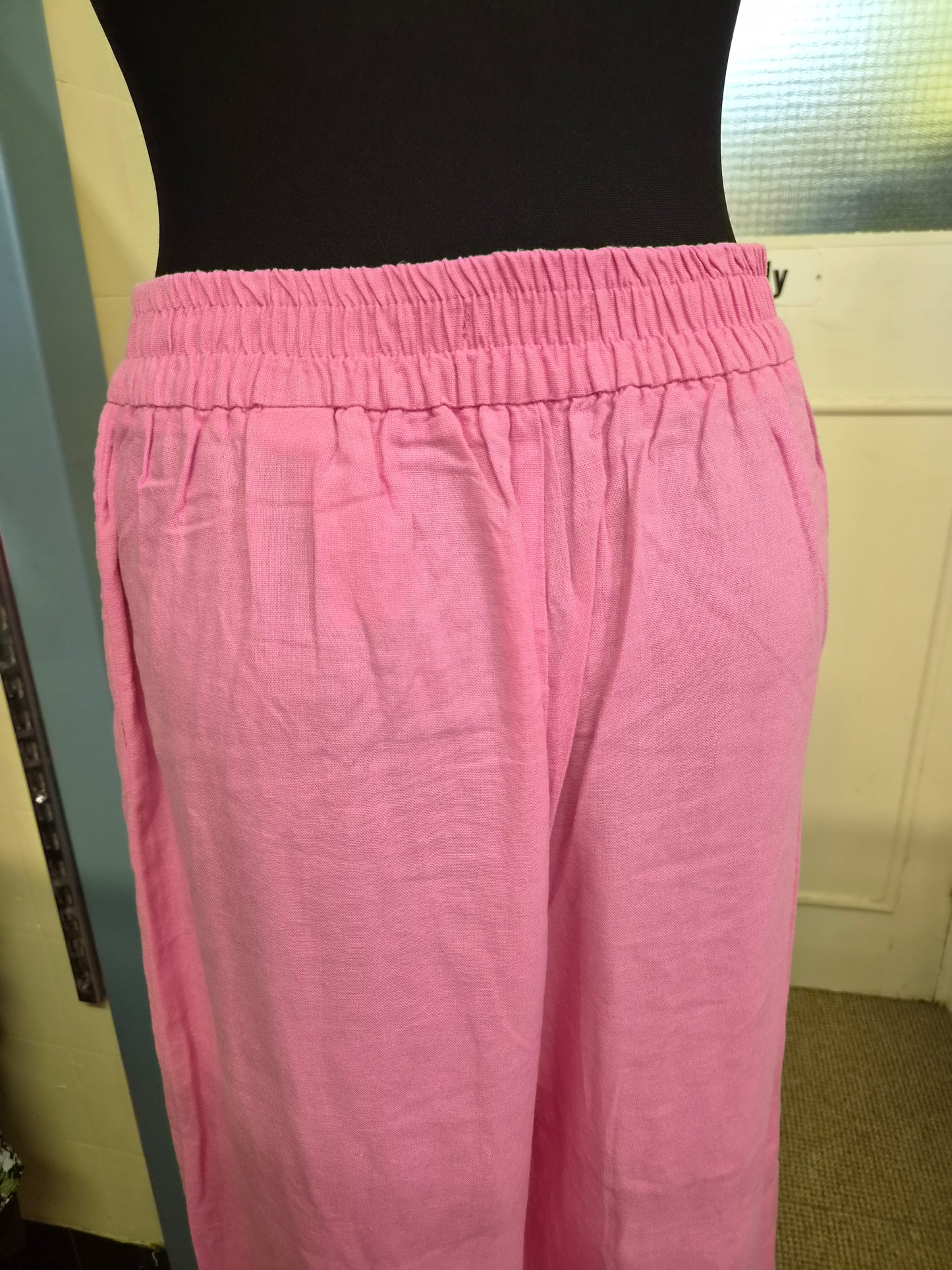 Zara, pink linen, viscose trousers, size L