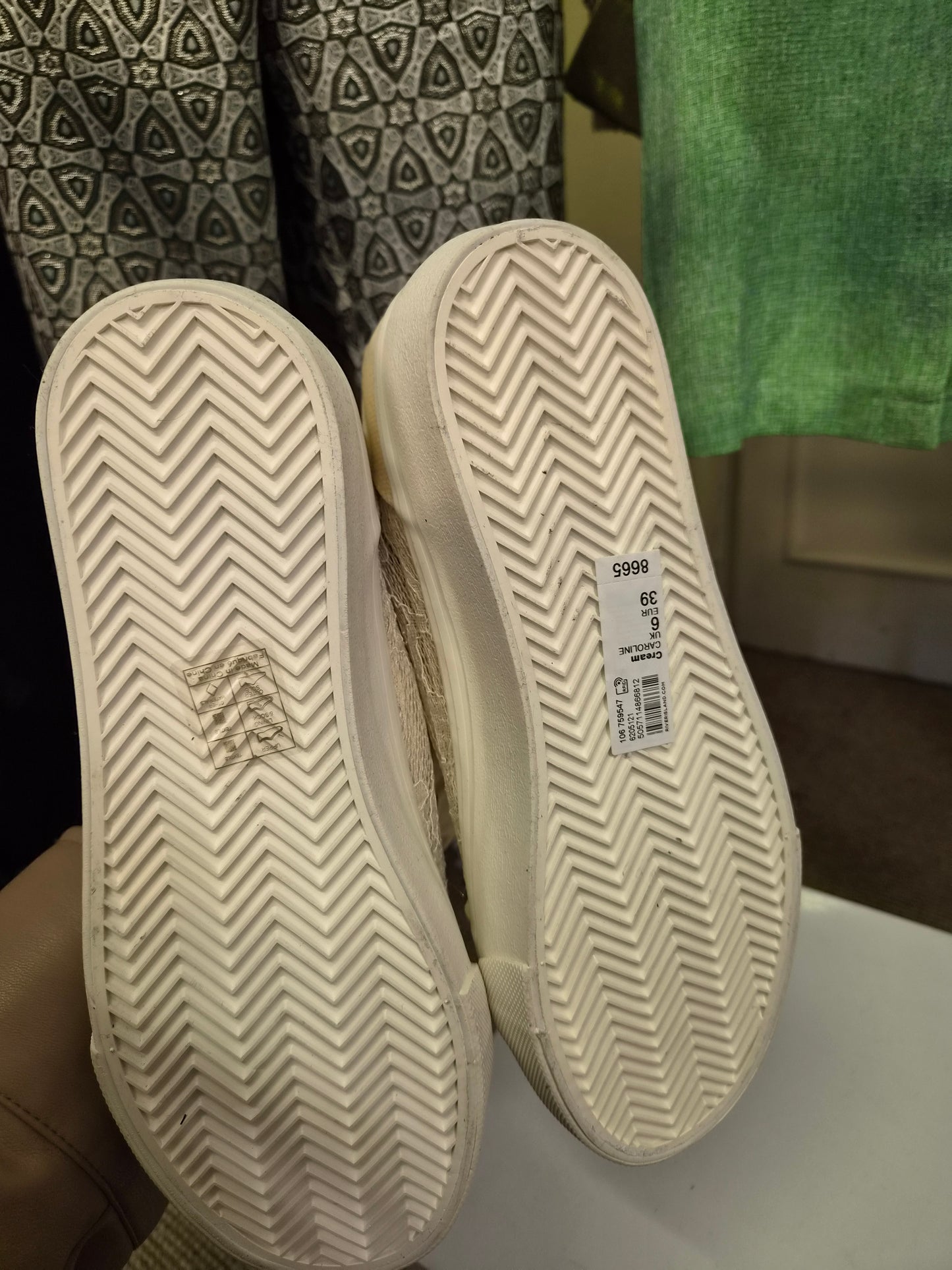 River Island, new trainers with lace overlay and chunky white soles, size 6