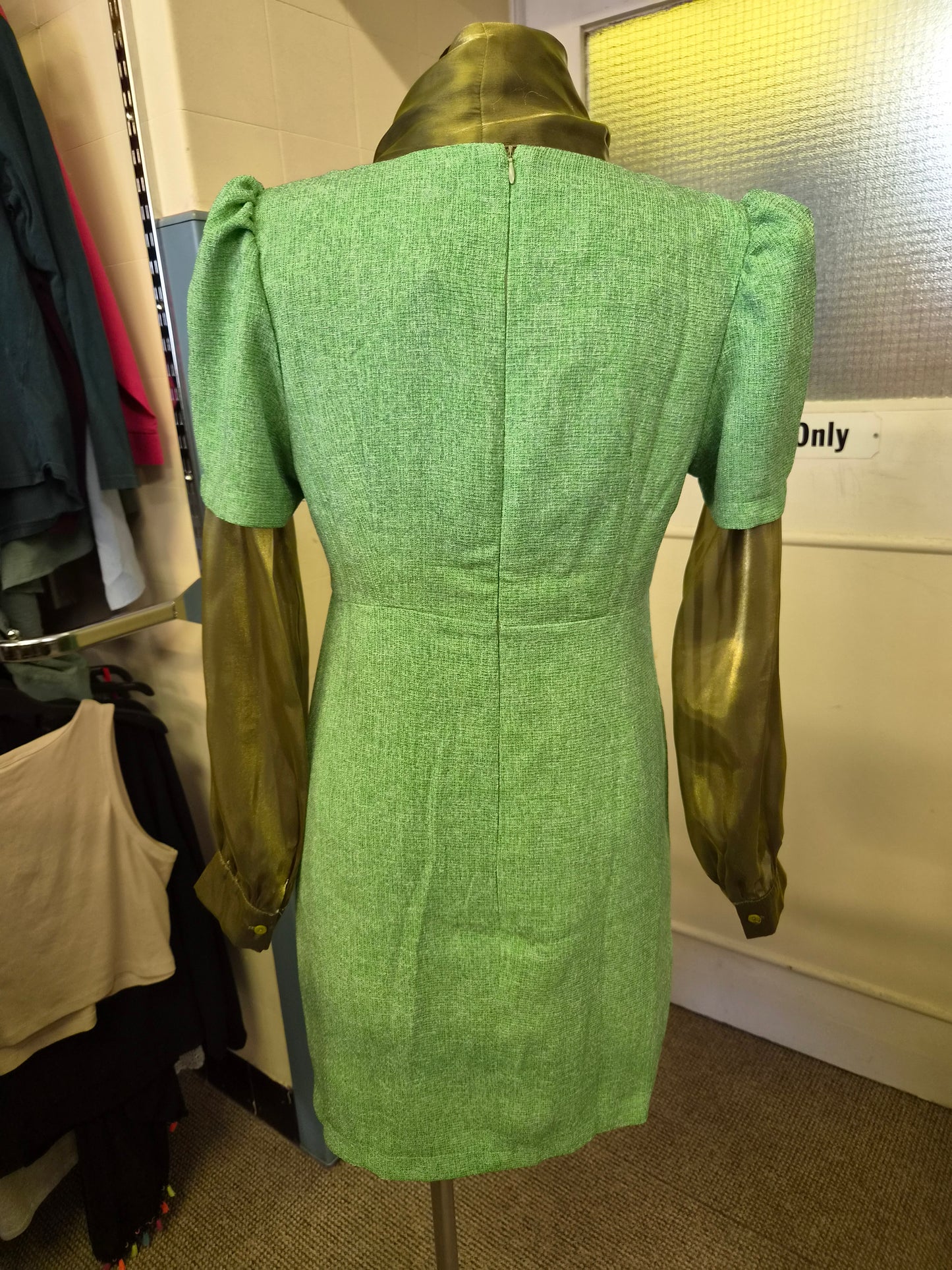 Shein, sweetheart neck, puff sleeve, button front dress, size L