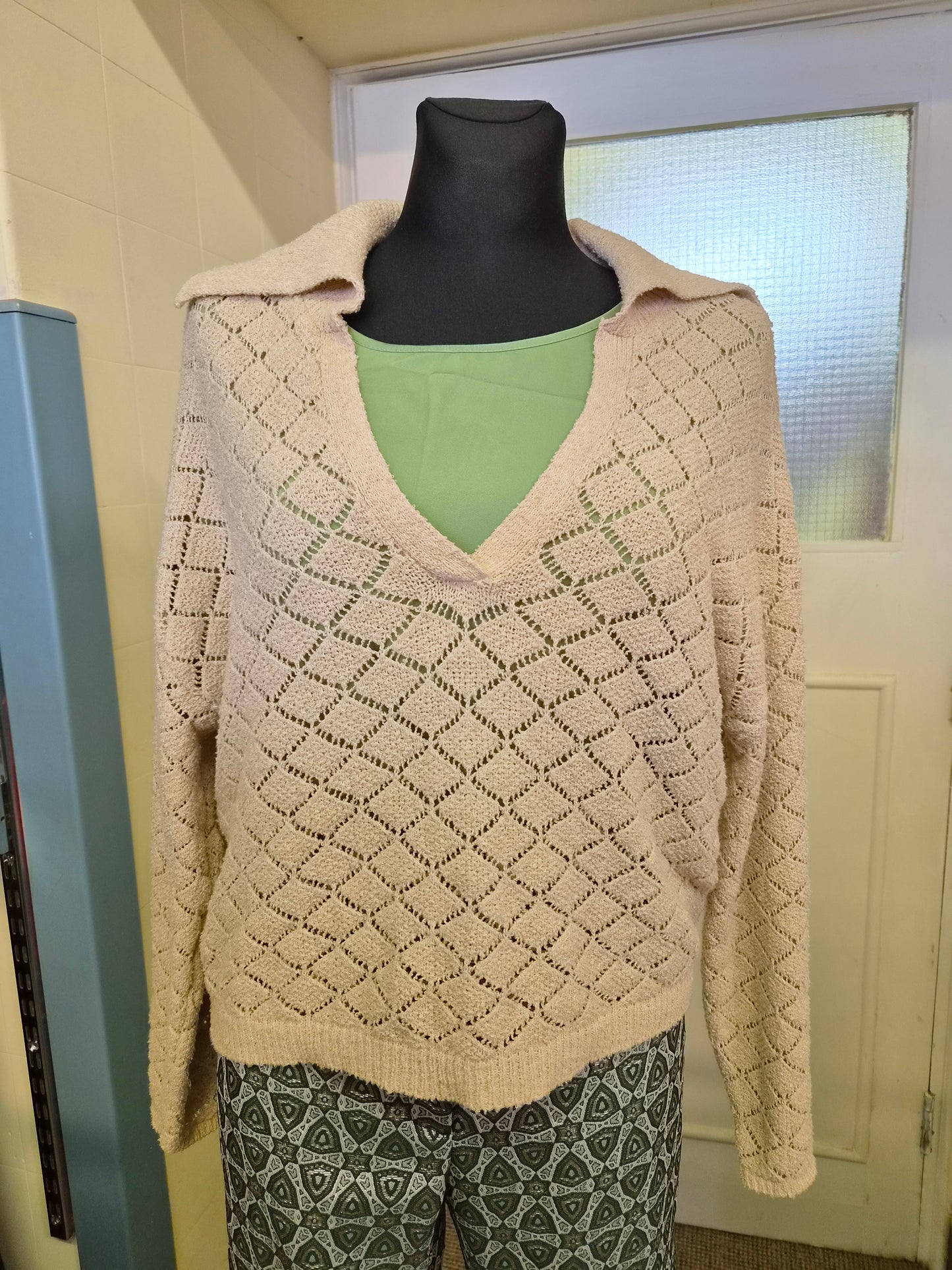 Pull&Bear, polo, cable knit jumper, size M
