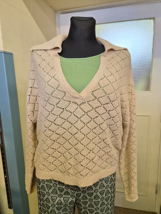 Pull&Bear, polo, cable knit jumper, size M